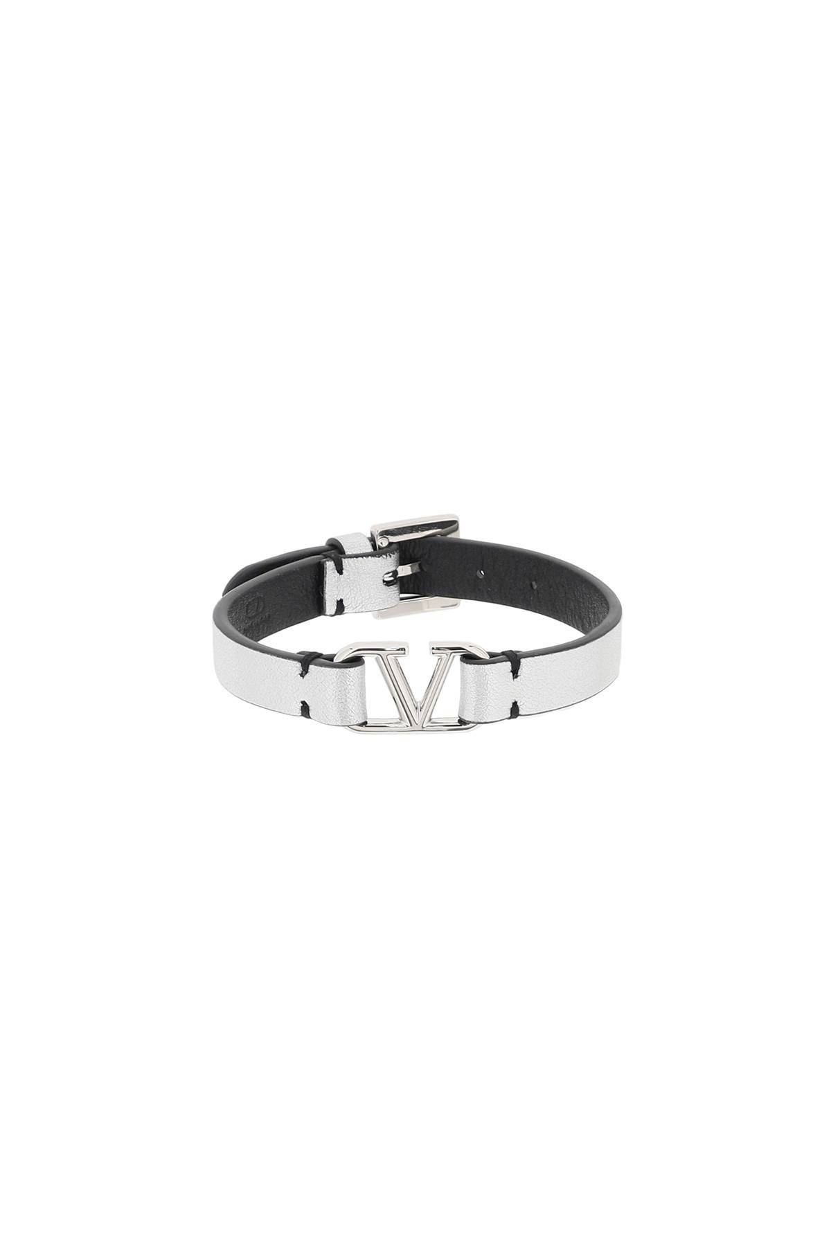 Shop Valentino Vlogo Signature Bracelet In Black,silver
