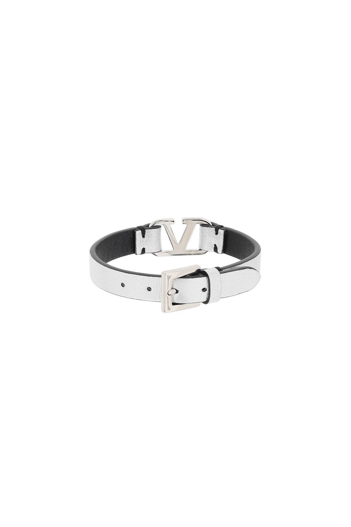 Shop Valentino Vlogo Signature Bracelet In Black,silver
