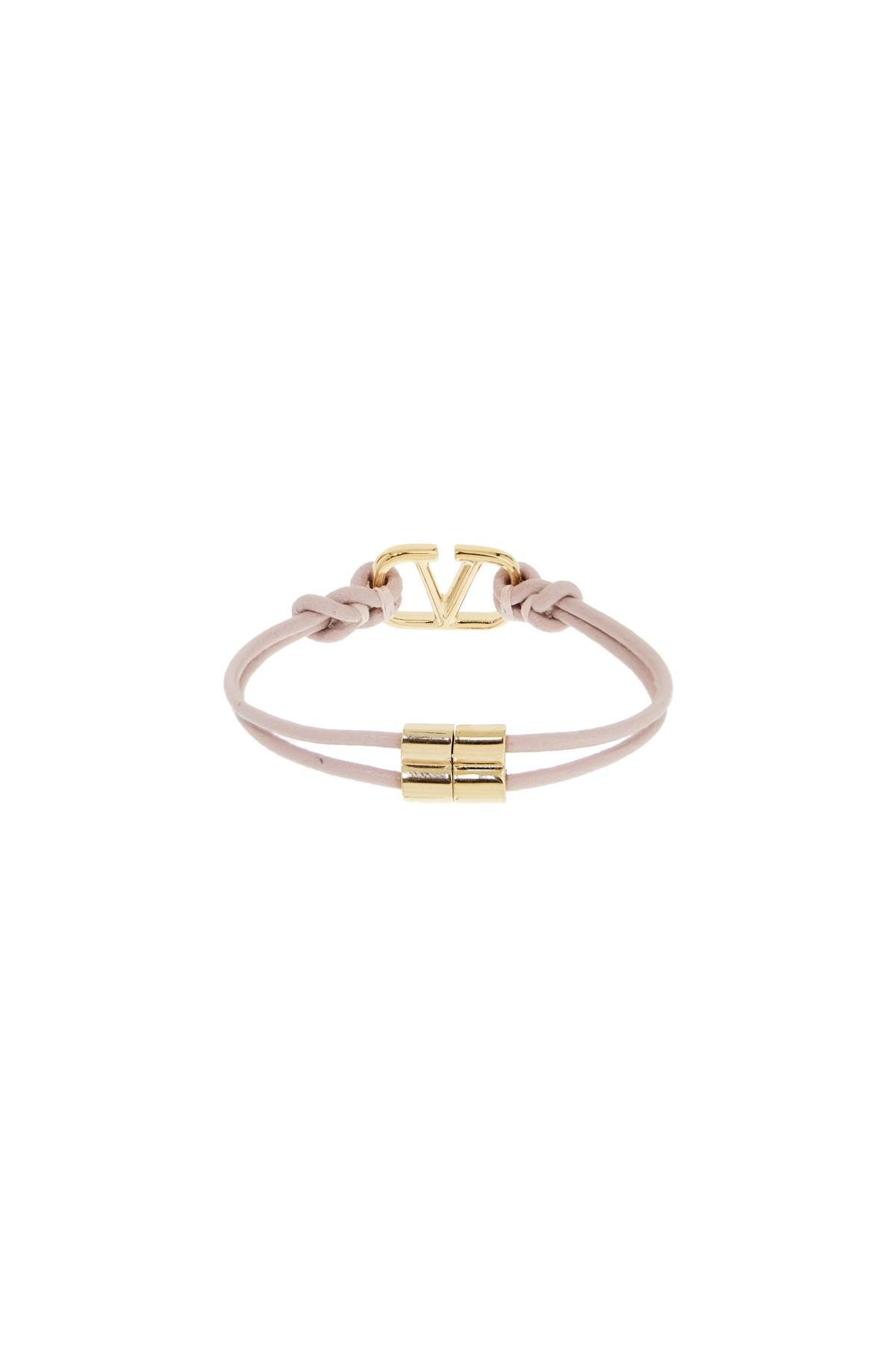 Shop Valentino Leather Vlogo Signature Bracelet In Gold