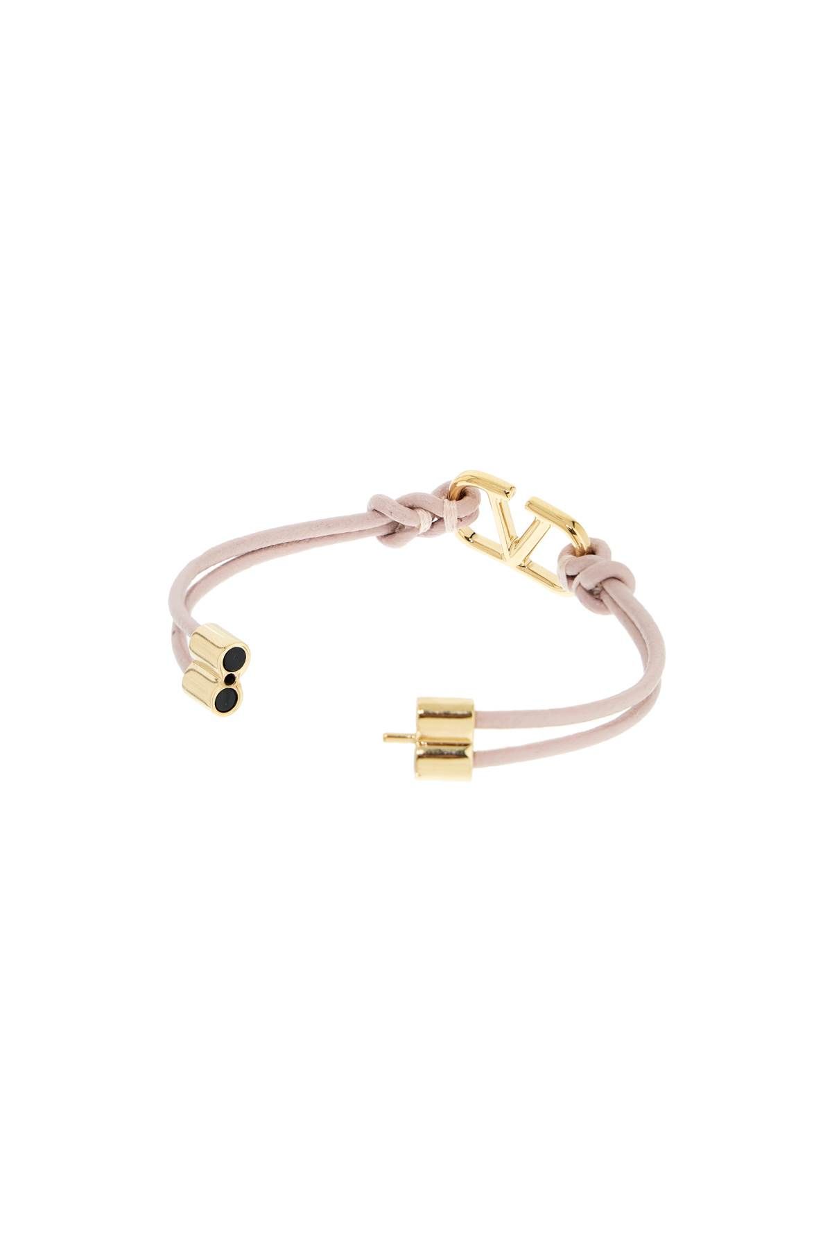 Shop Valentino Leather Vlogo Signature Bracelet In Gold