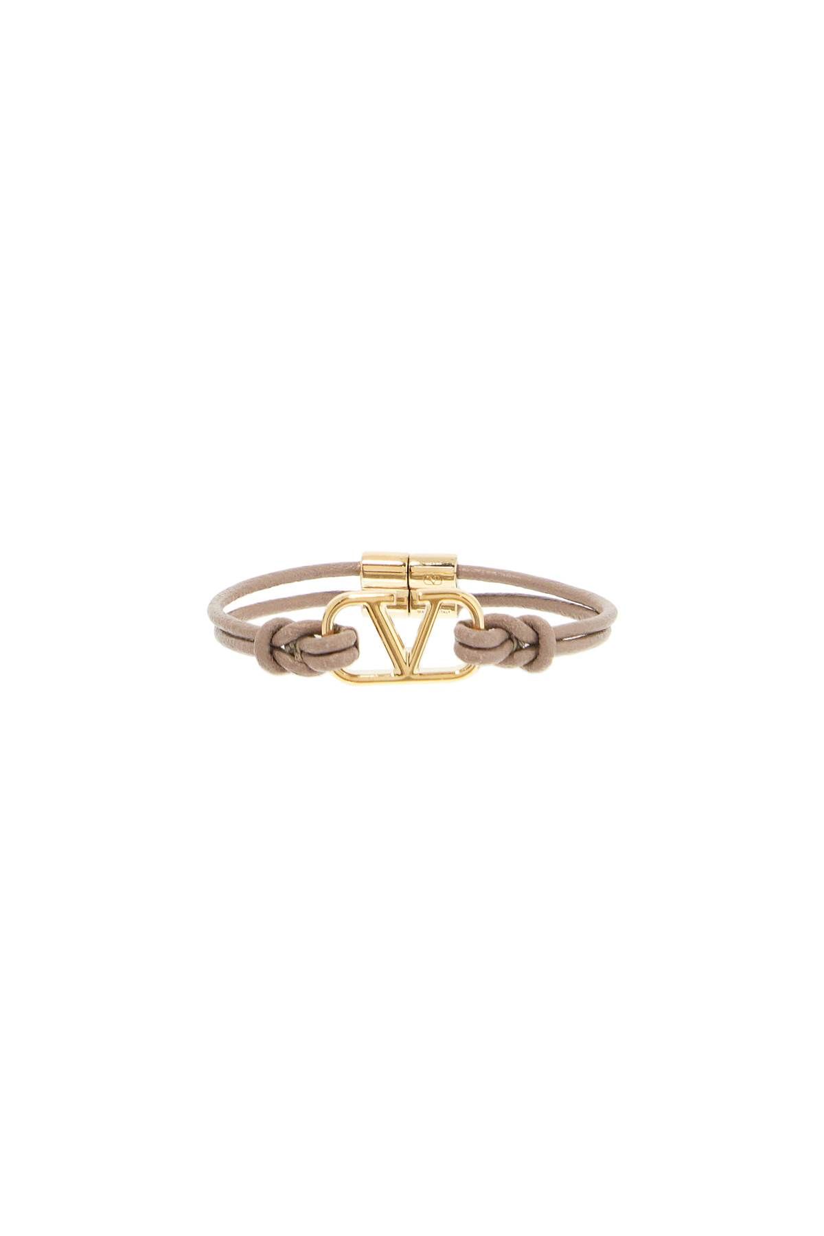 Shop Valentino Leather Vlogo Signature Bracelet In Neutro