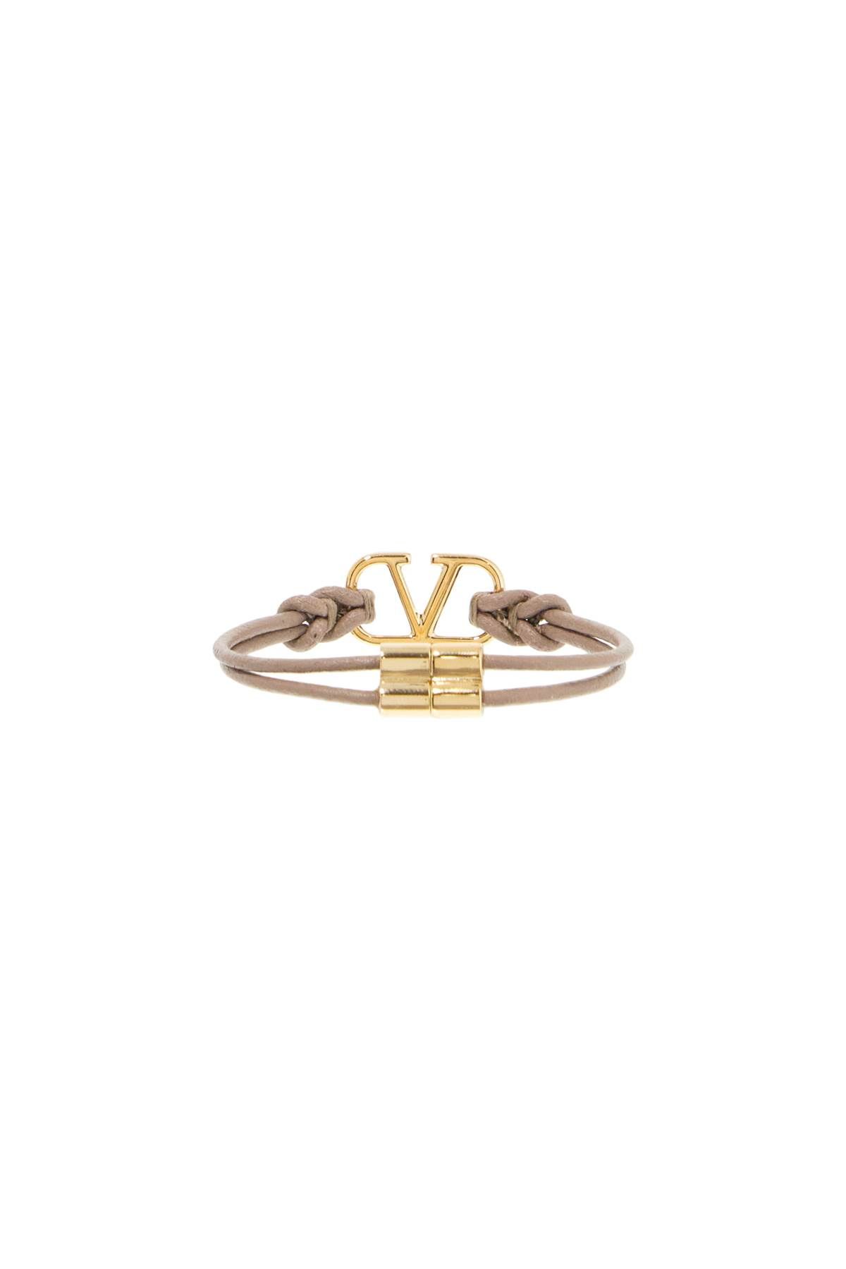 Shop Valentino Leather Vlogo Signature Bracelet In Neutro