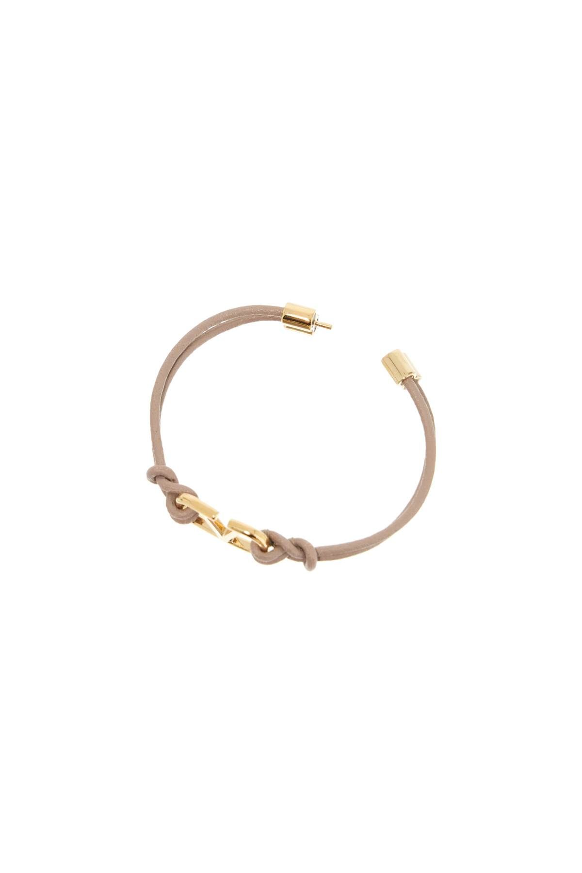 Shop Valentino Leather Vlogo Signature Bracelet In Neutro