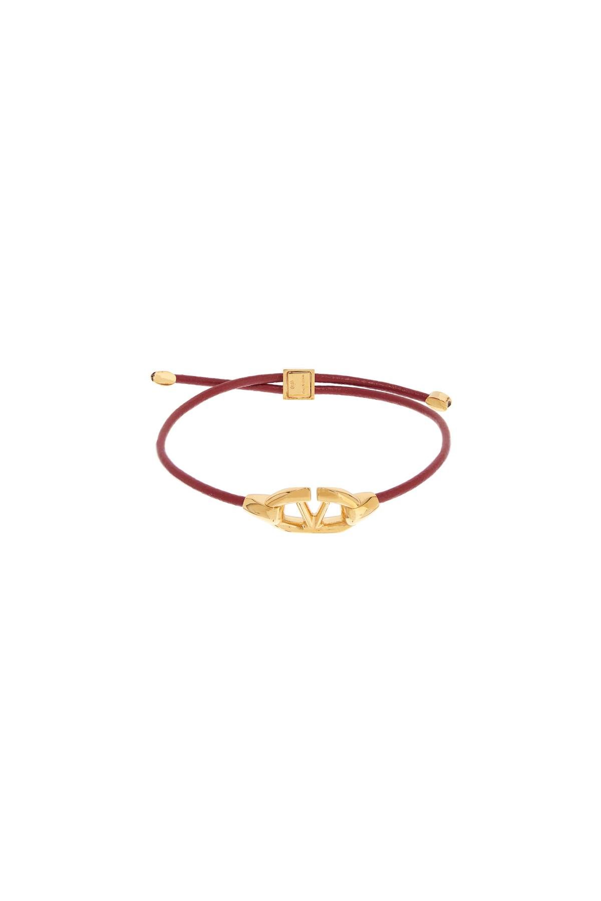 Shop Valentino Leather Vlogo Bracelet 'the Bold In Gold