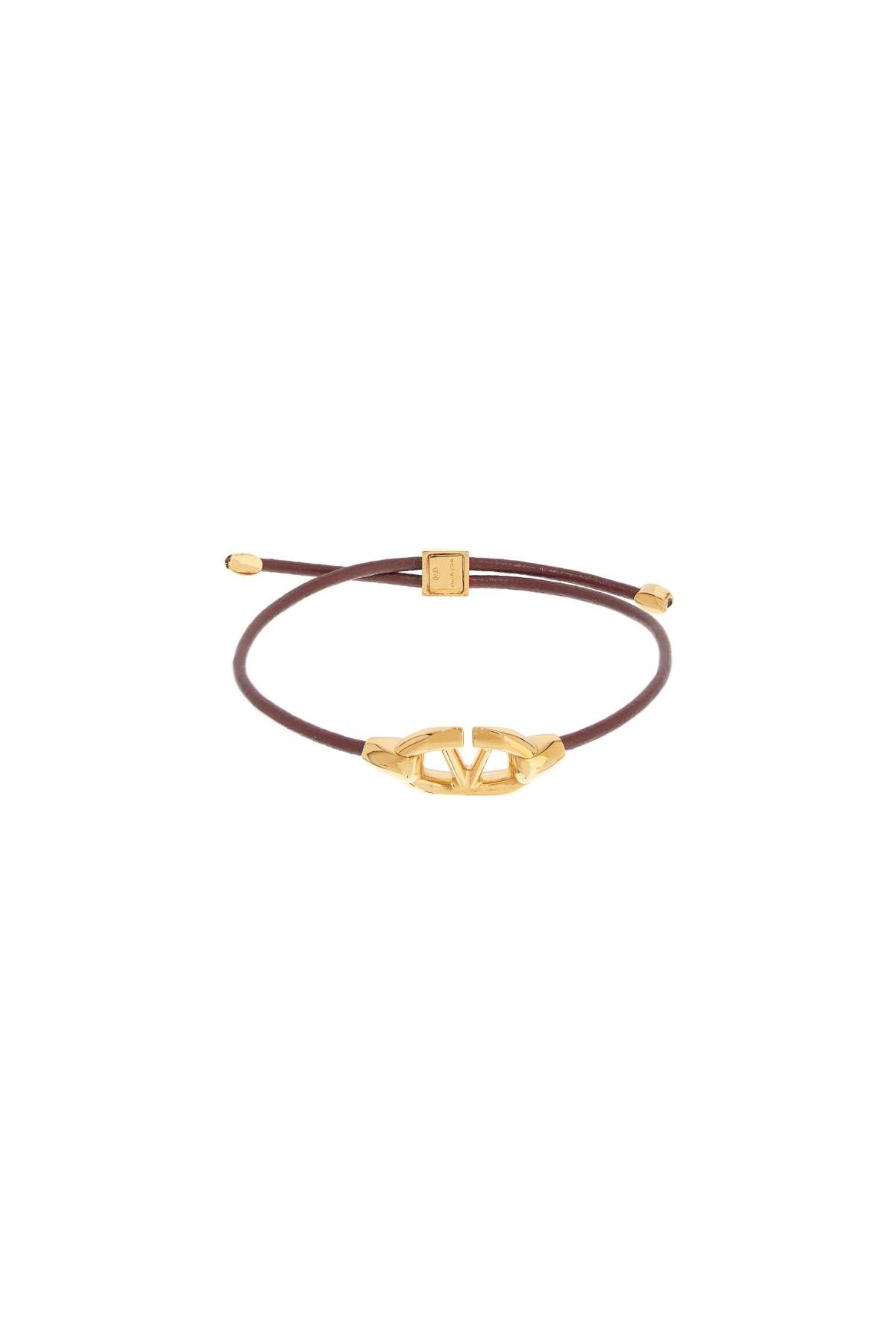 Shop Valentino Leather Vlogo Bracelet 'the Bold In Brown