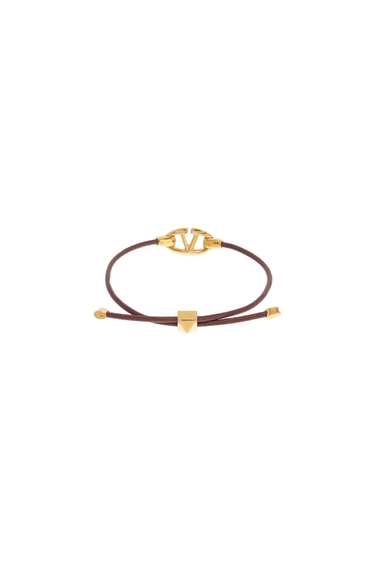 Shop Valentino Leather Vlogo Bracelet 'the Bold In Brown