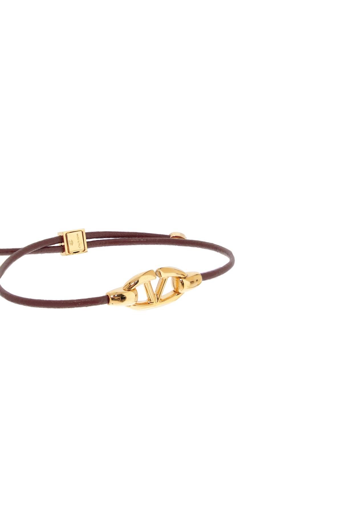 Shop Valentino Leather Vlogo Bracelet 'the Bold In Brown