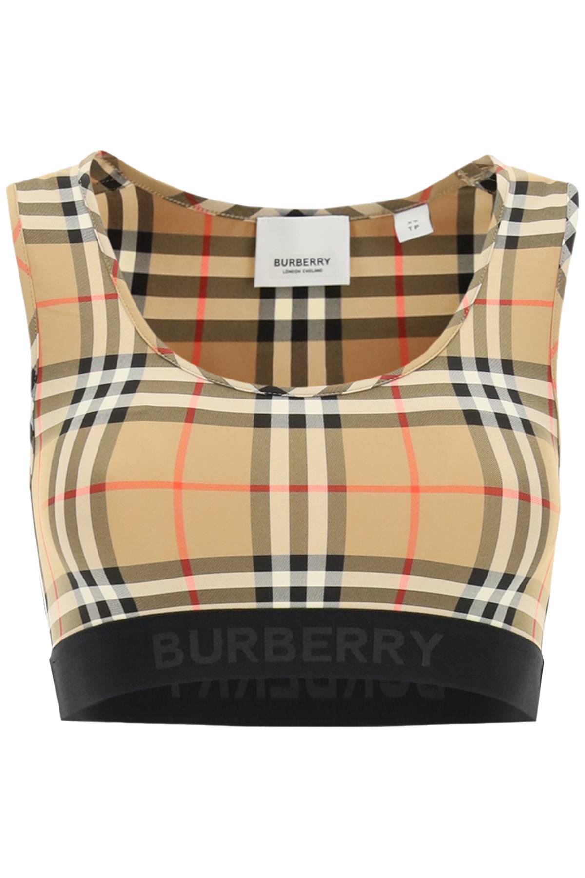 Shop Burberry Dalby Check Sport Top In Beige,black,red