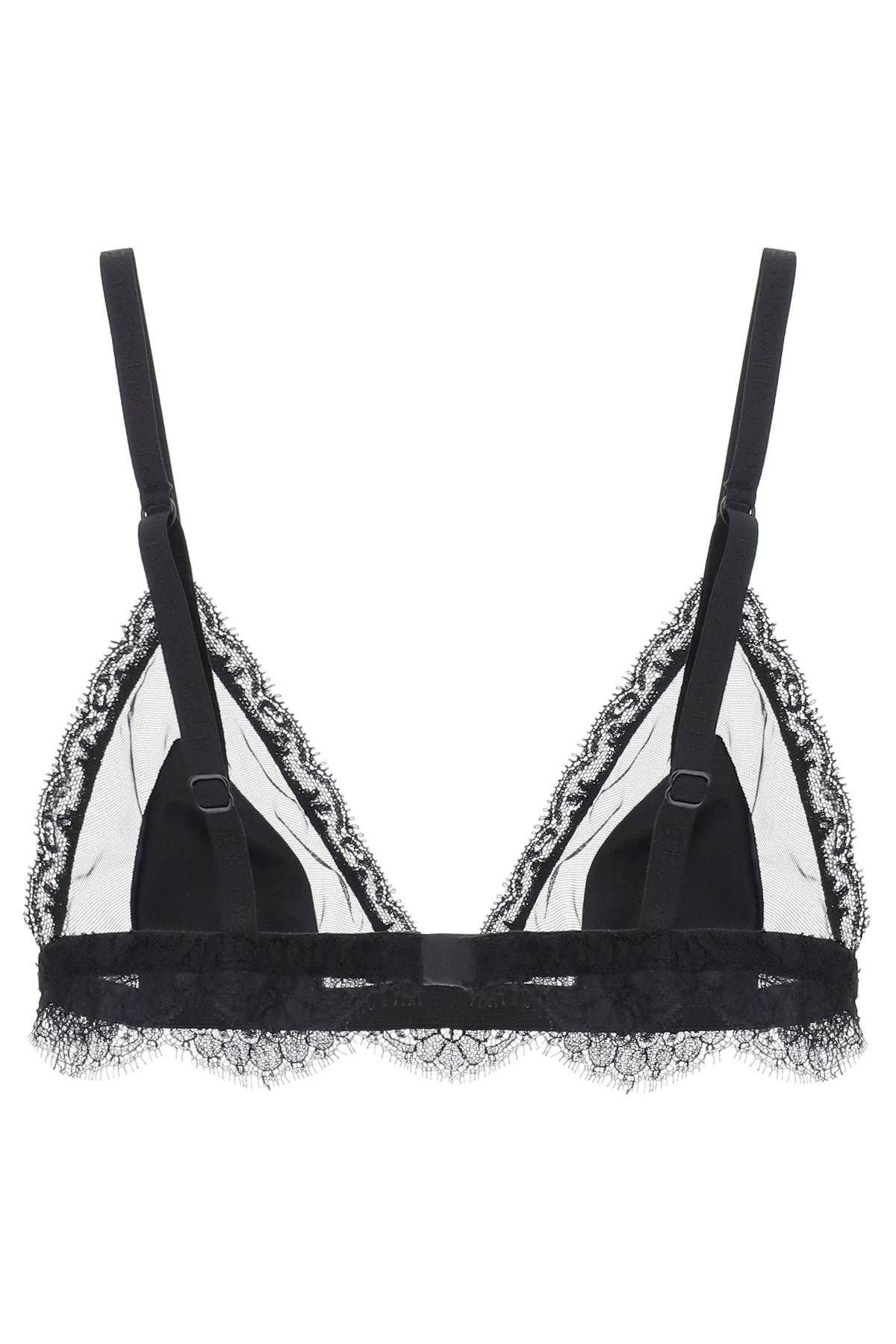 Shop Dolce & Gabbana Triangle Satin And Lace Bra In Black