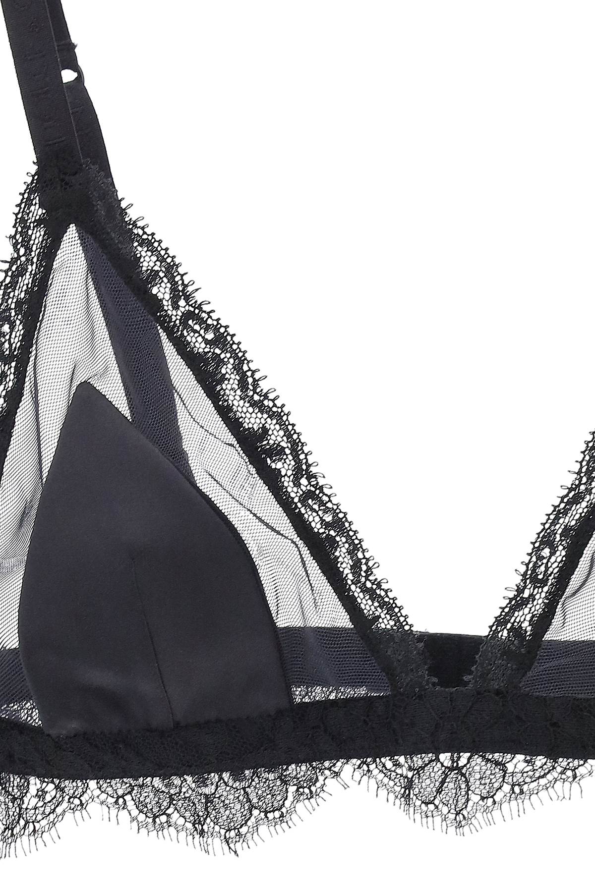 Shop Dolce & Gabbana Triangle Satin And Lace Bra In Black