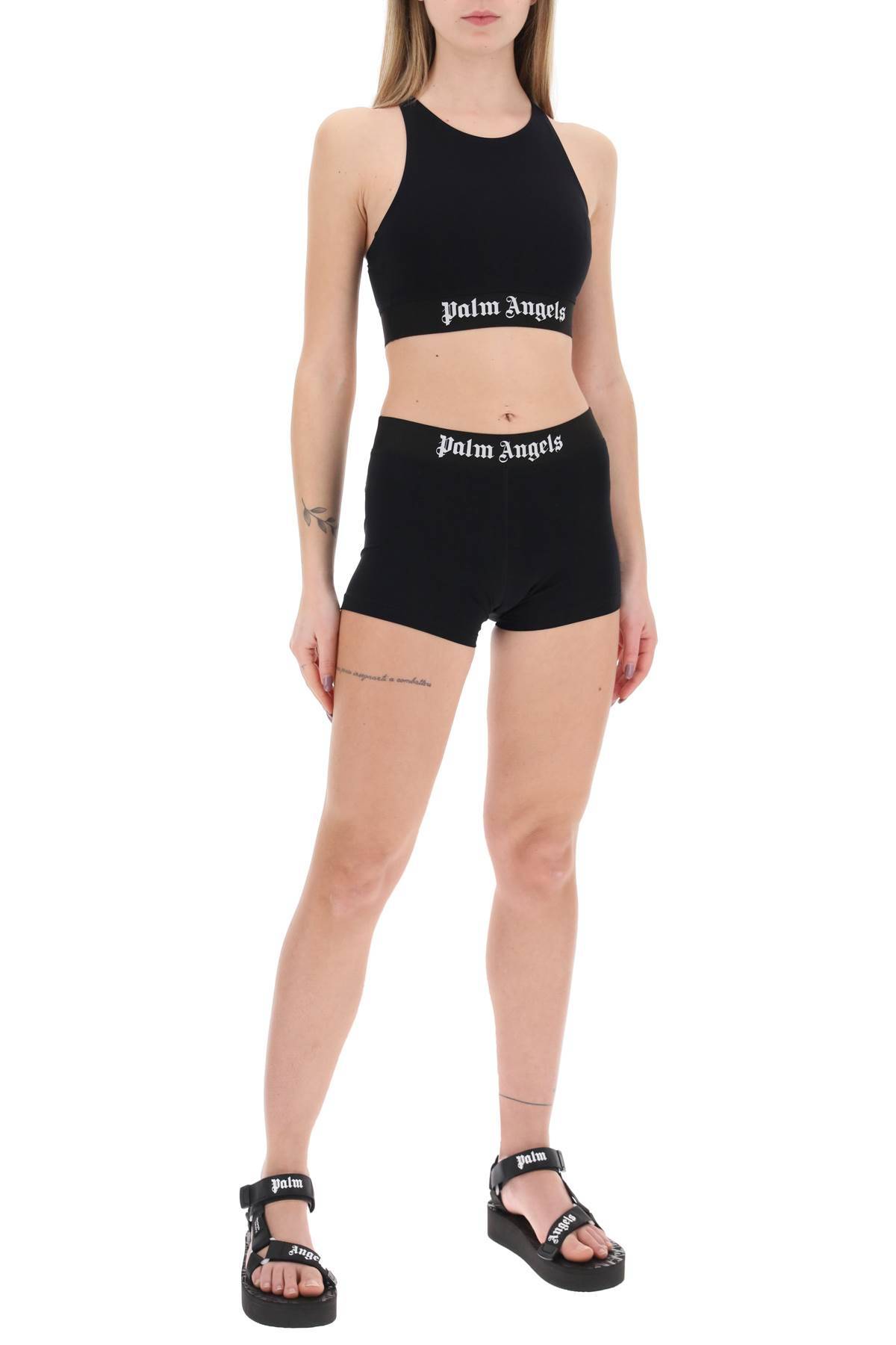 Shop Palm Angels "sport Bra With Branded Band" In Black