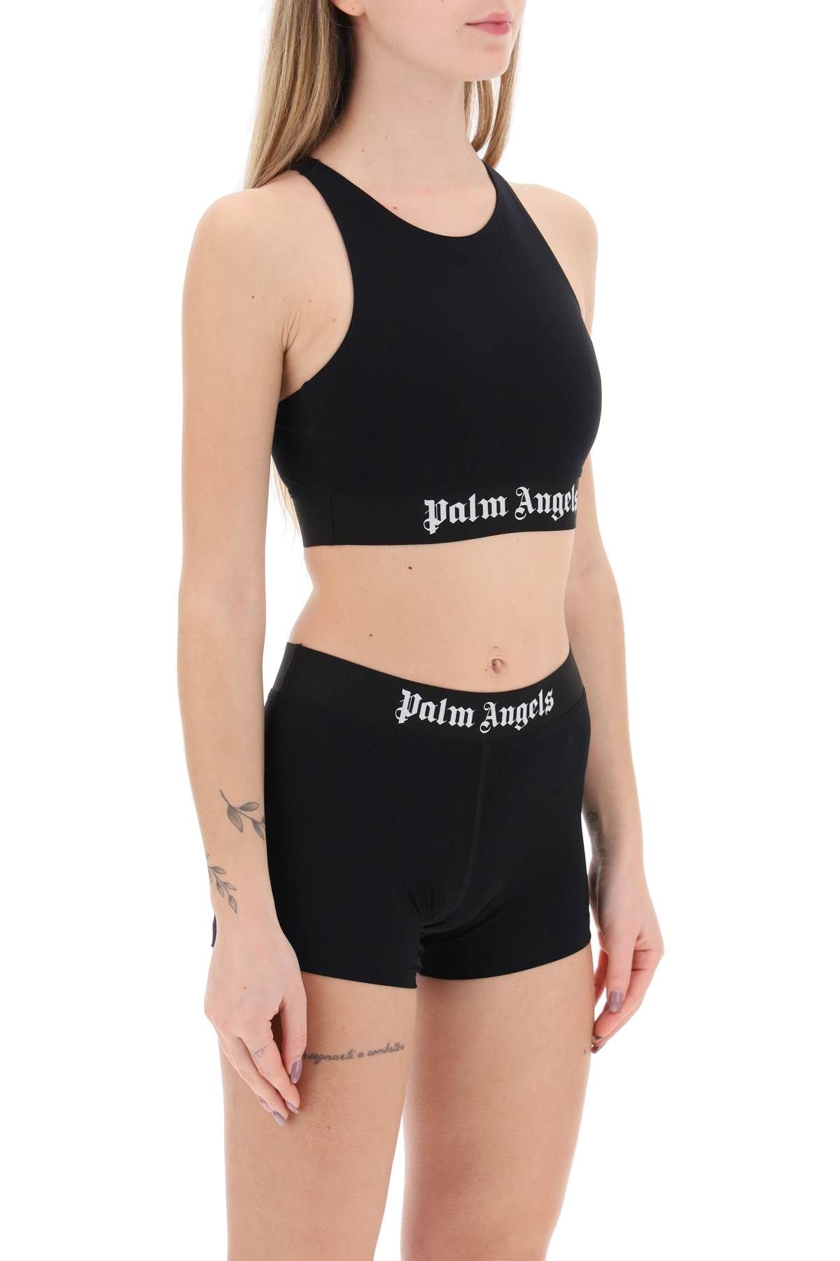 Shop Palm Angels "sport Bra With Branded Band" In Black