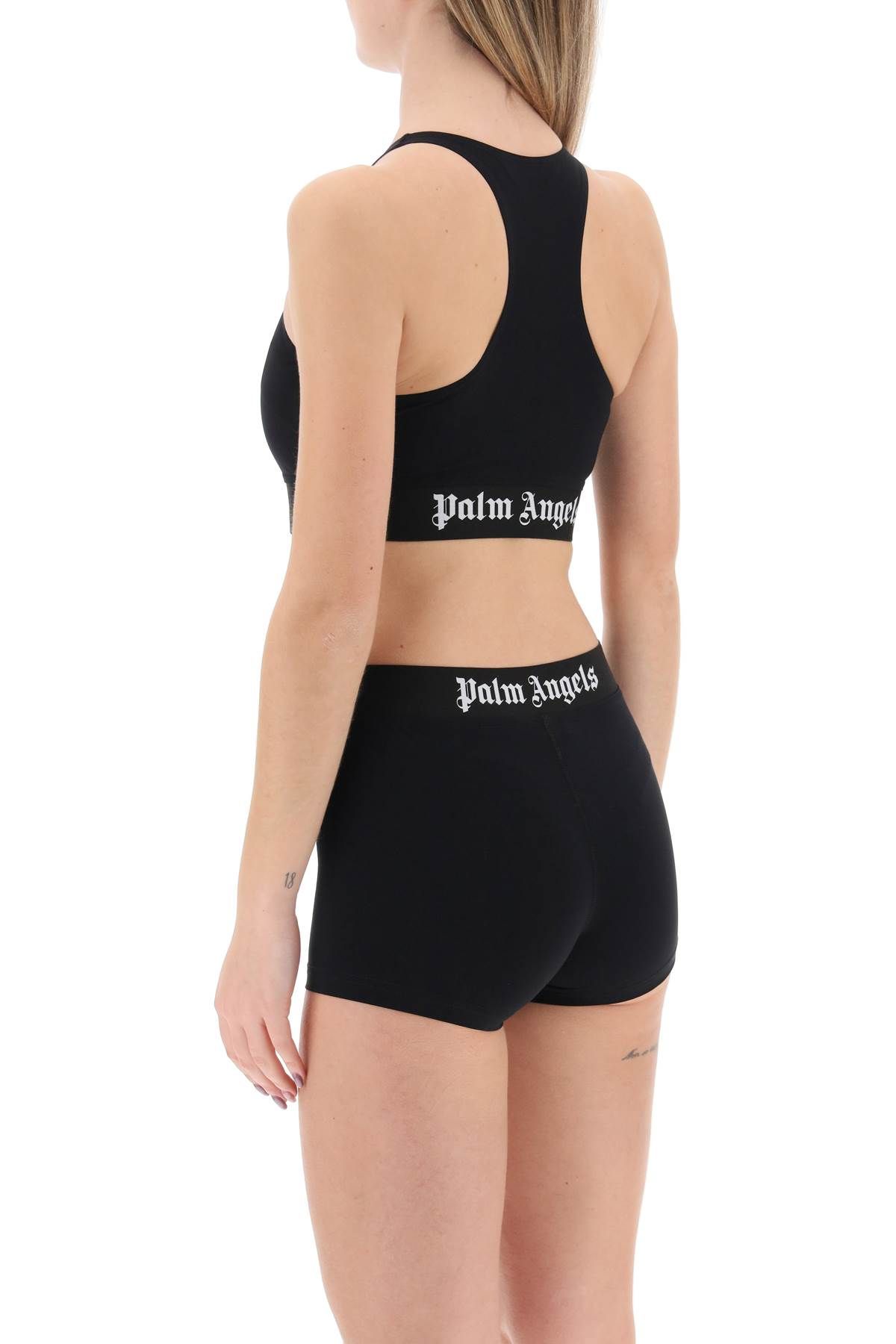 Shop Palm Angels "sport Bra With Branded Band" In Black