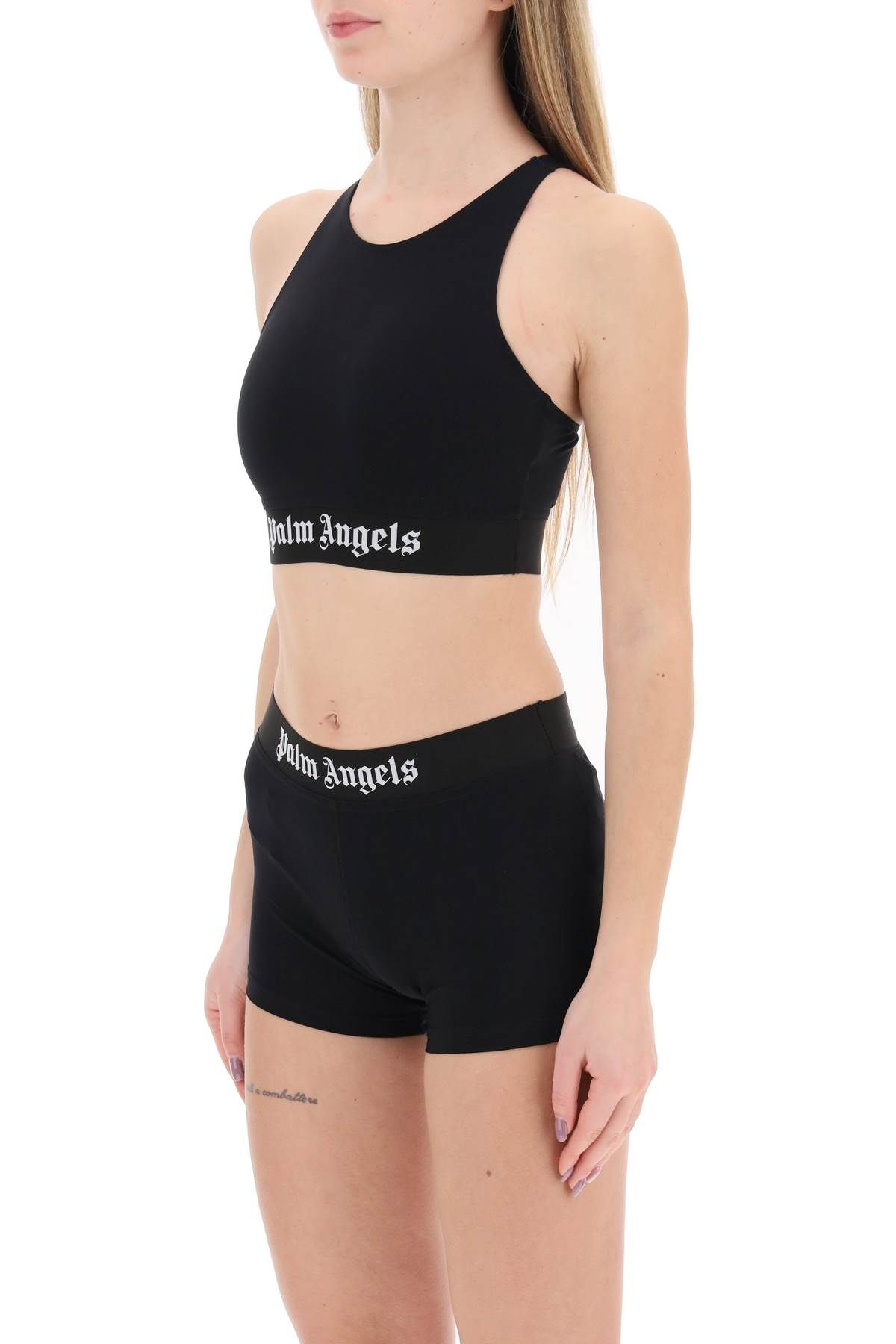 Shop Palm Angels "sport Bra With Branded Band" In Black