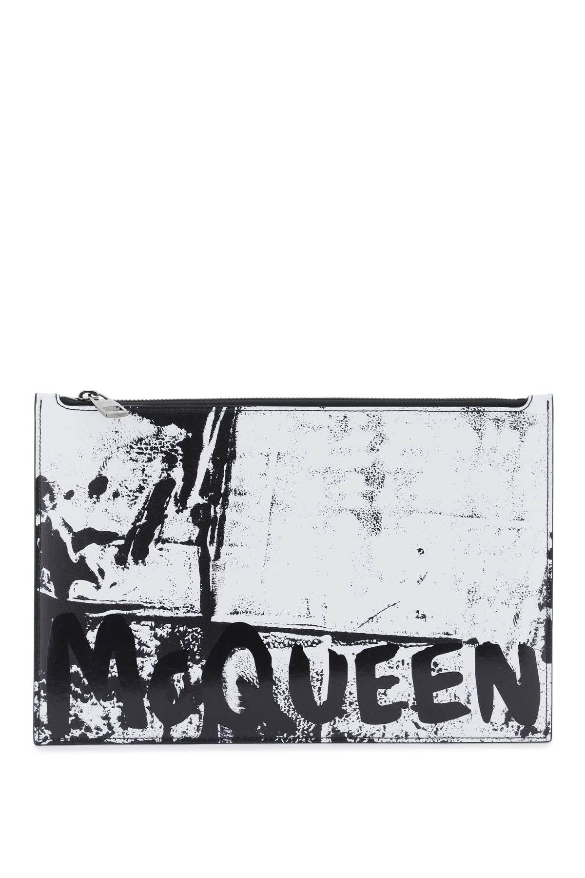 Shop Alexander Mcqueen Graffiti Flat Pouch In Black,white