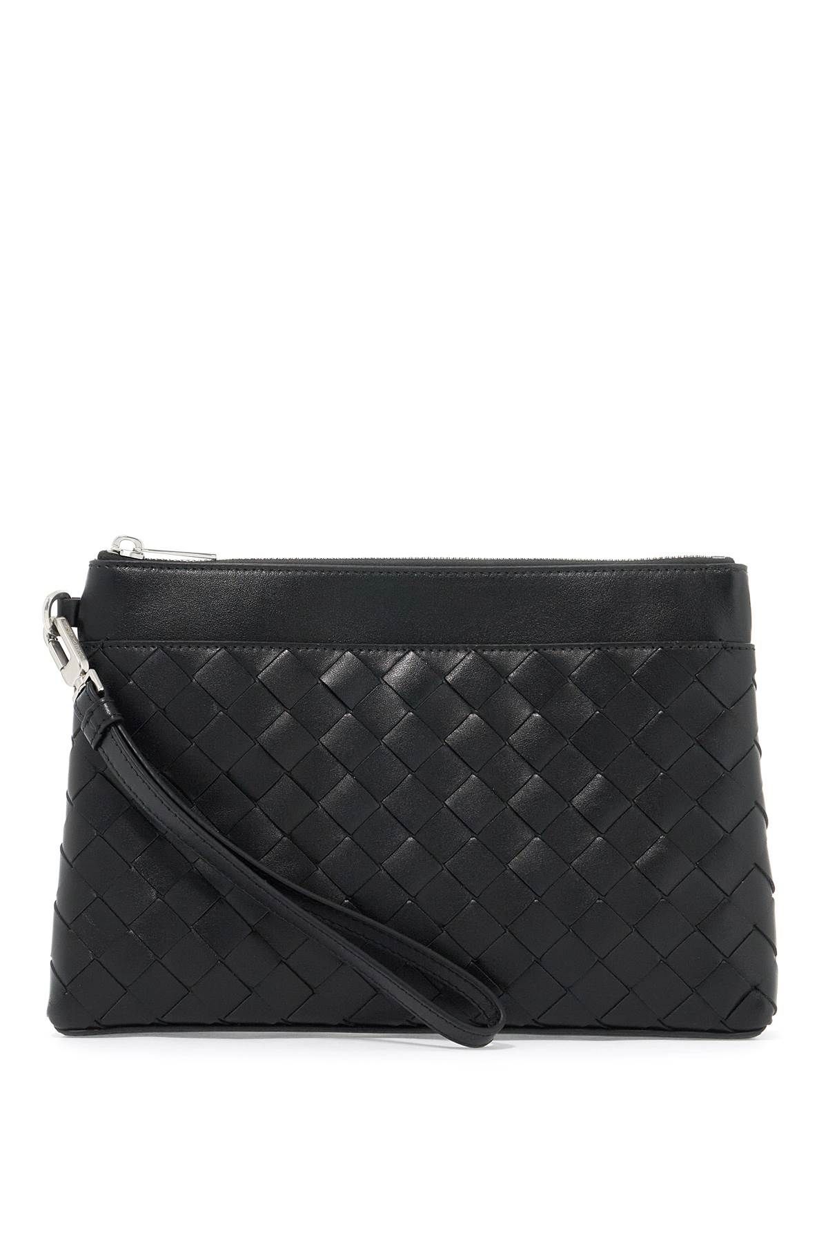 Shop Bottega Veneta Woven Prism Pouch In Black