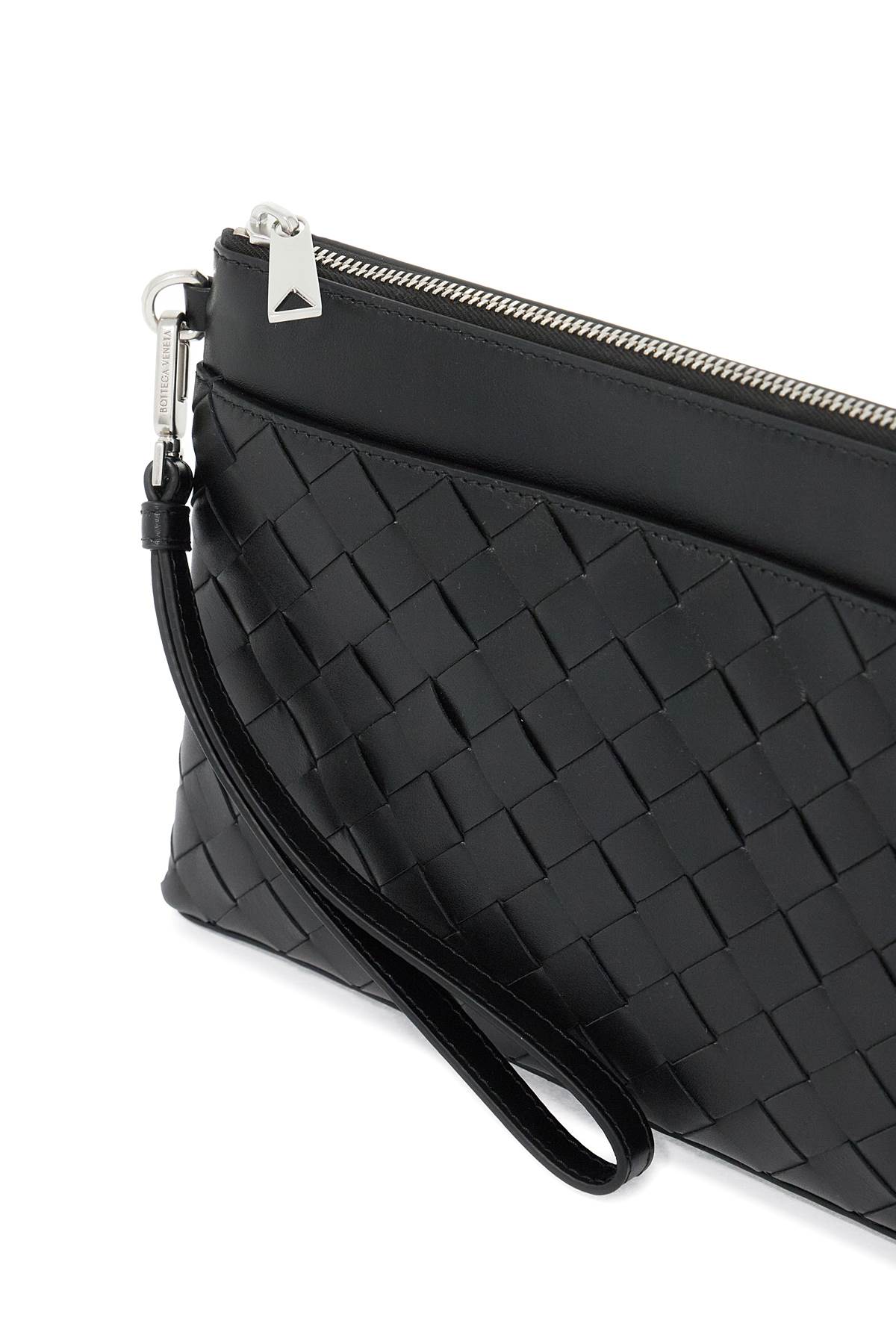 Shop Bottega Veneta Woven Prism Pouch In Black