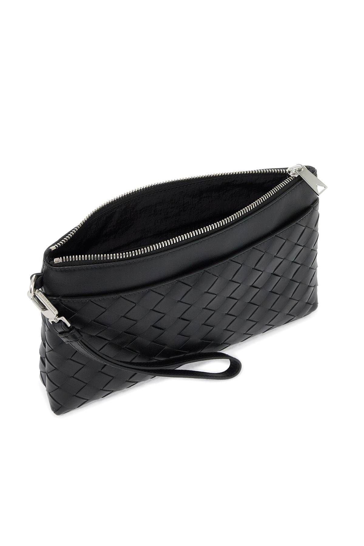 Shop Bottega Veneta Woven Prism Pouch In Black