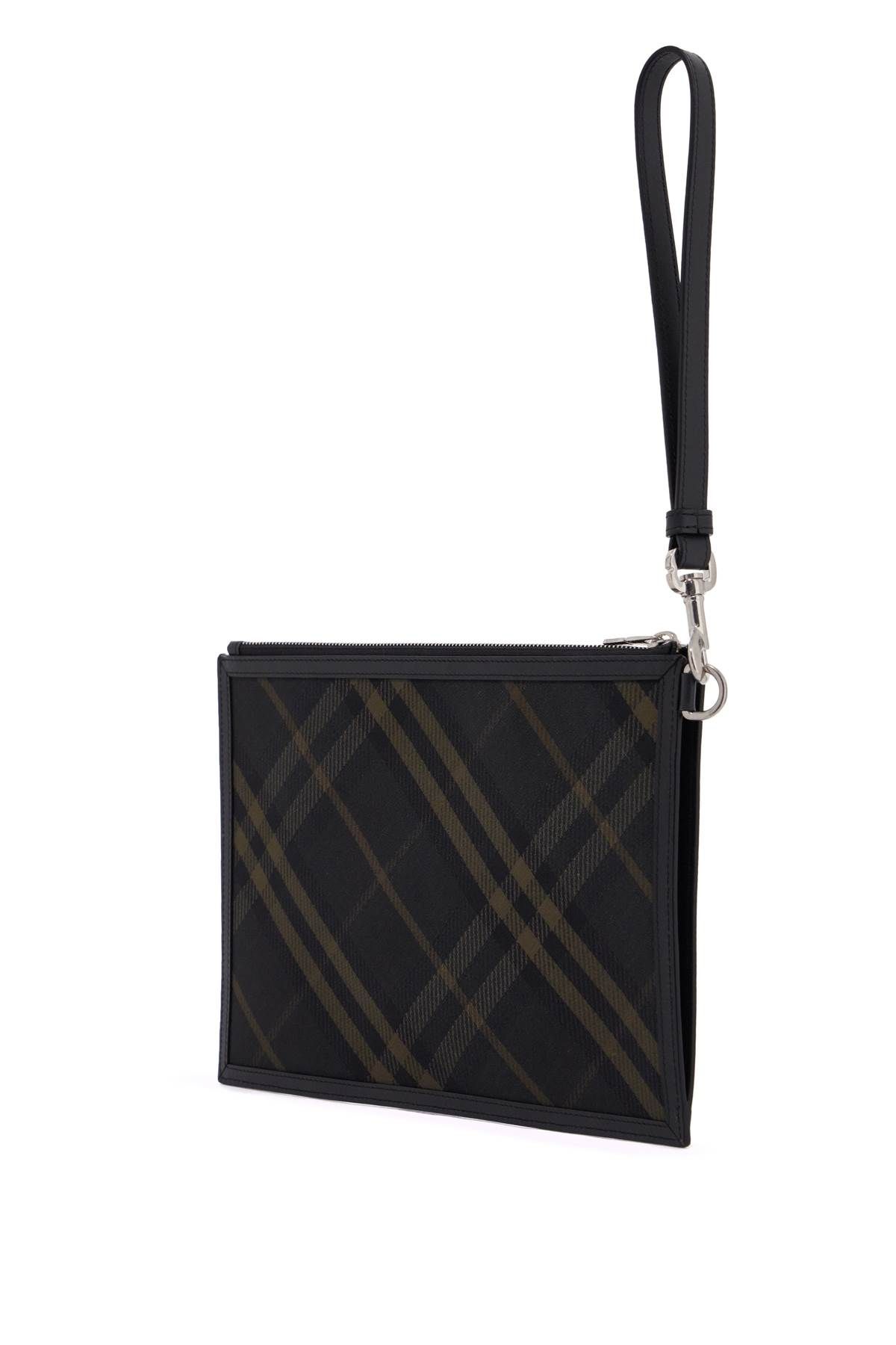 Shop Burberry Ered  Checkered Coated Canvas Pouch Bag In Black