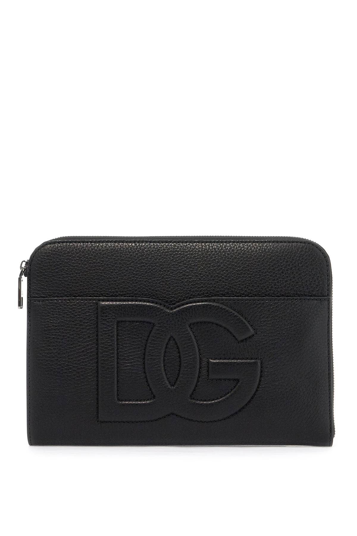 Dolce & Gabbana "embossed Leather Media Pouch In Black