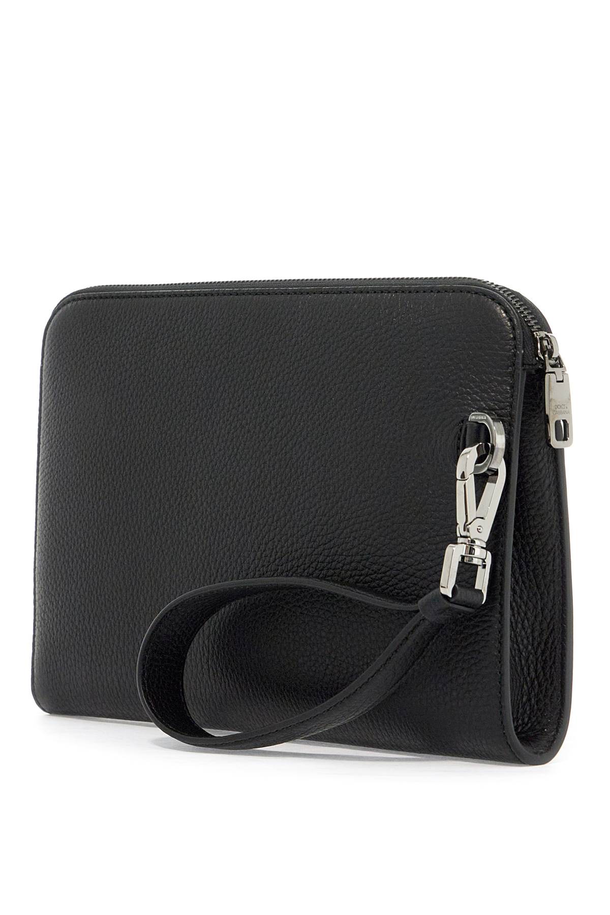 Shop Dolce & Gabbana "embossed Leather Media Pouch In Black