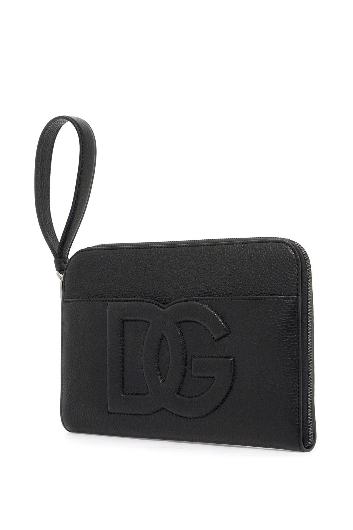 Shop Dolce & Gabbana "embossed Leather Media Pouch In Black