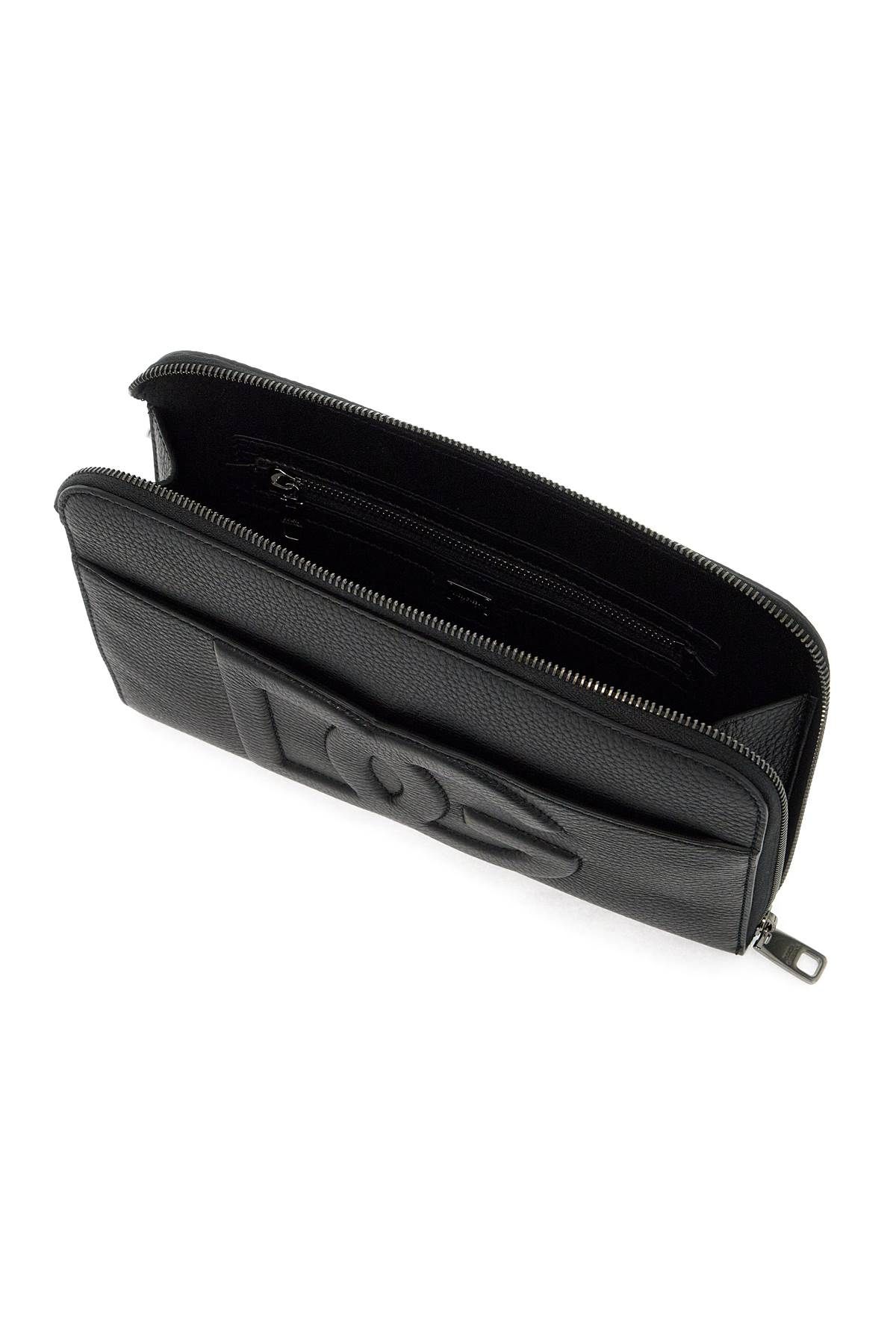 Shop Dolce & Gabbana "embossed Leather Media Pouch In Black