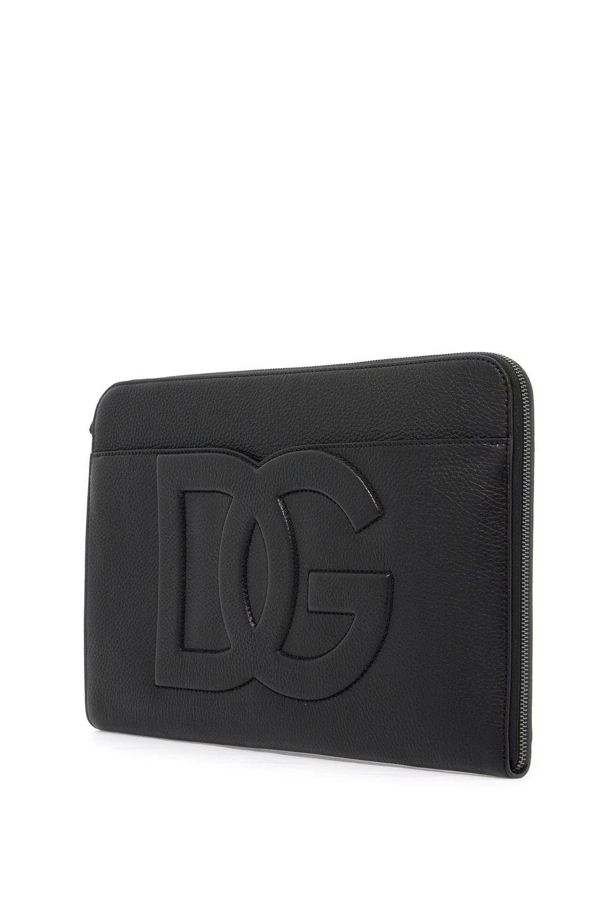 Shop Dolce & Gabbana Large Hammered Leather Pouch In Black