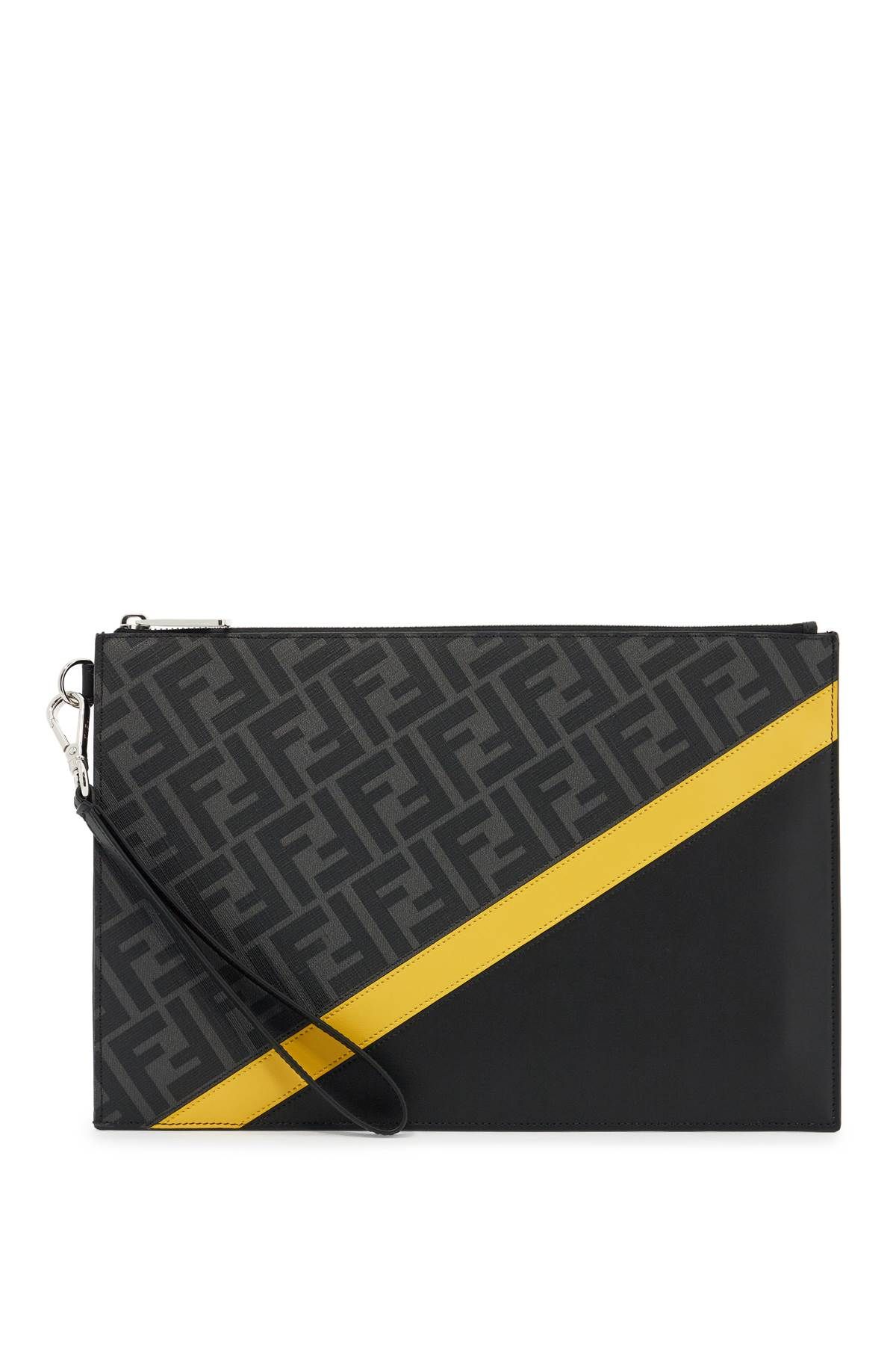 Shop Fendi Ff Pouch In Grey