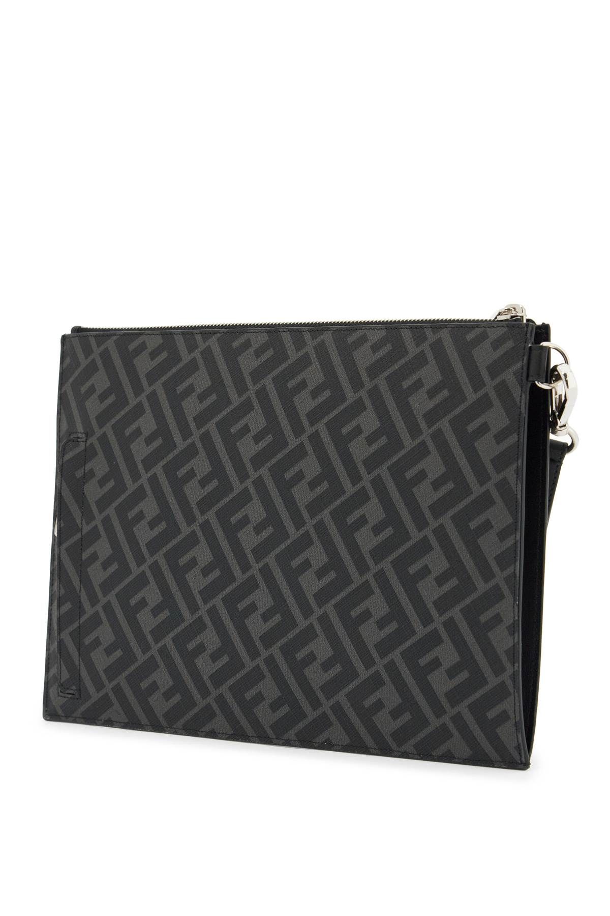 Shop Fendi Ff Pouch In Grey