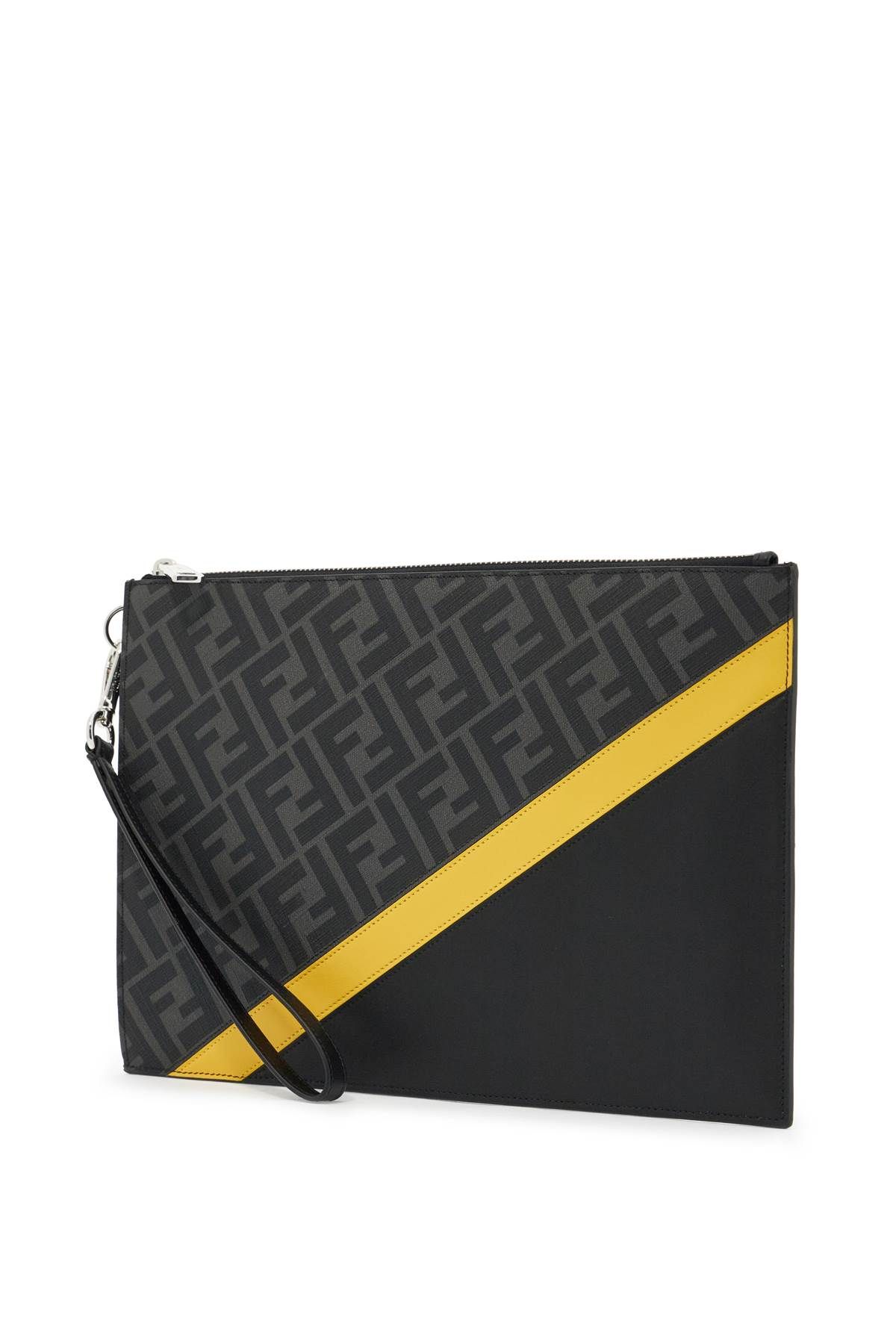 Shop Fendi Ff Pouch In Grey