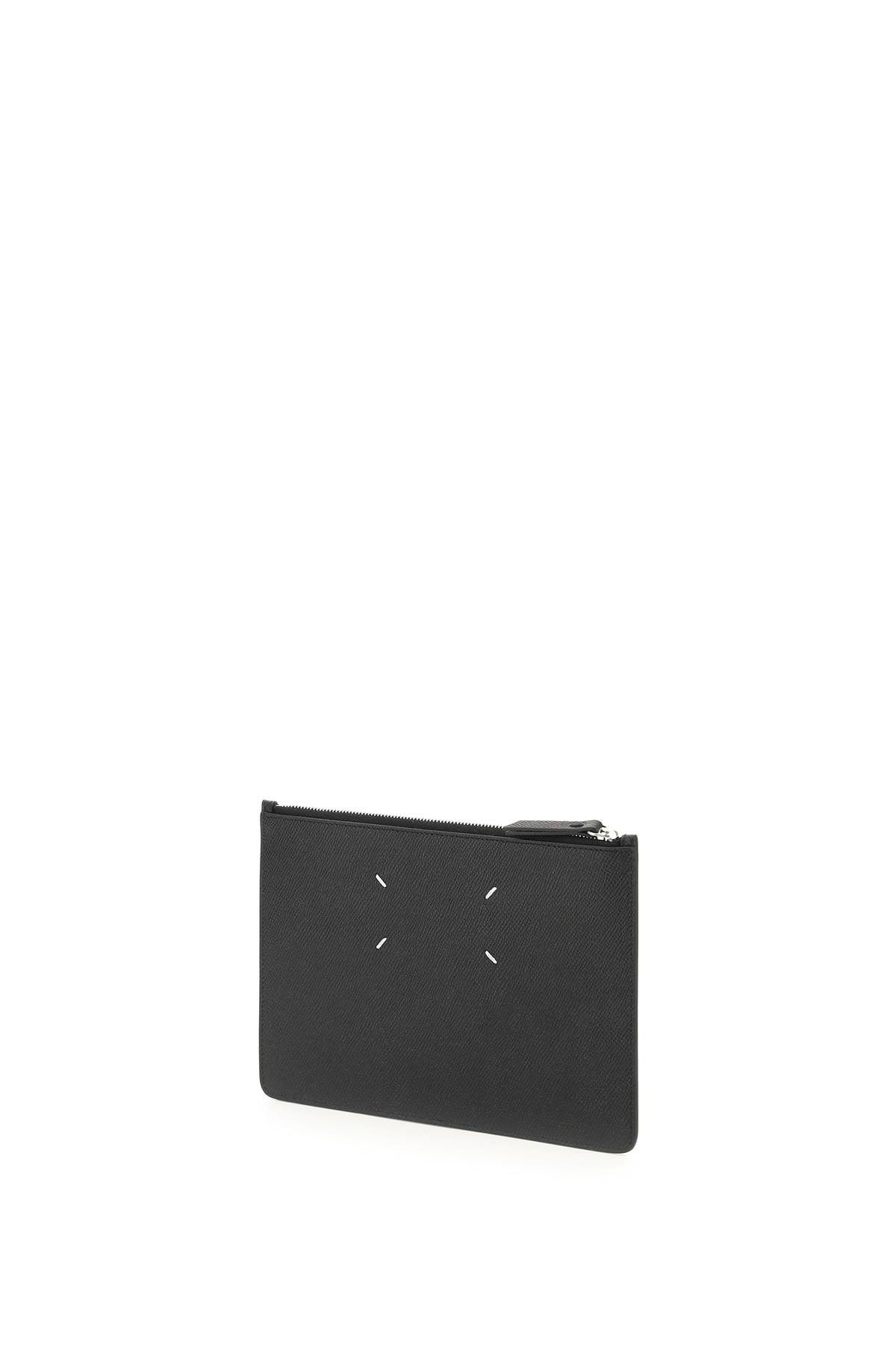 Shop Maison Margiela Grained Leather Small Pouch In Black