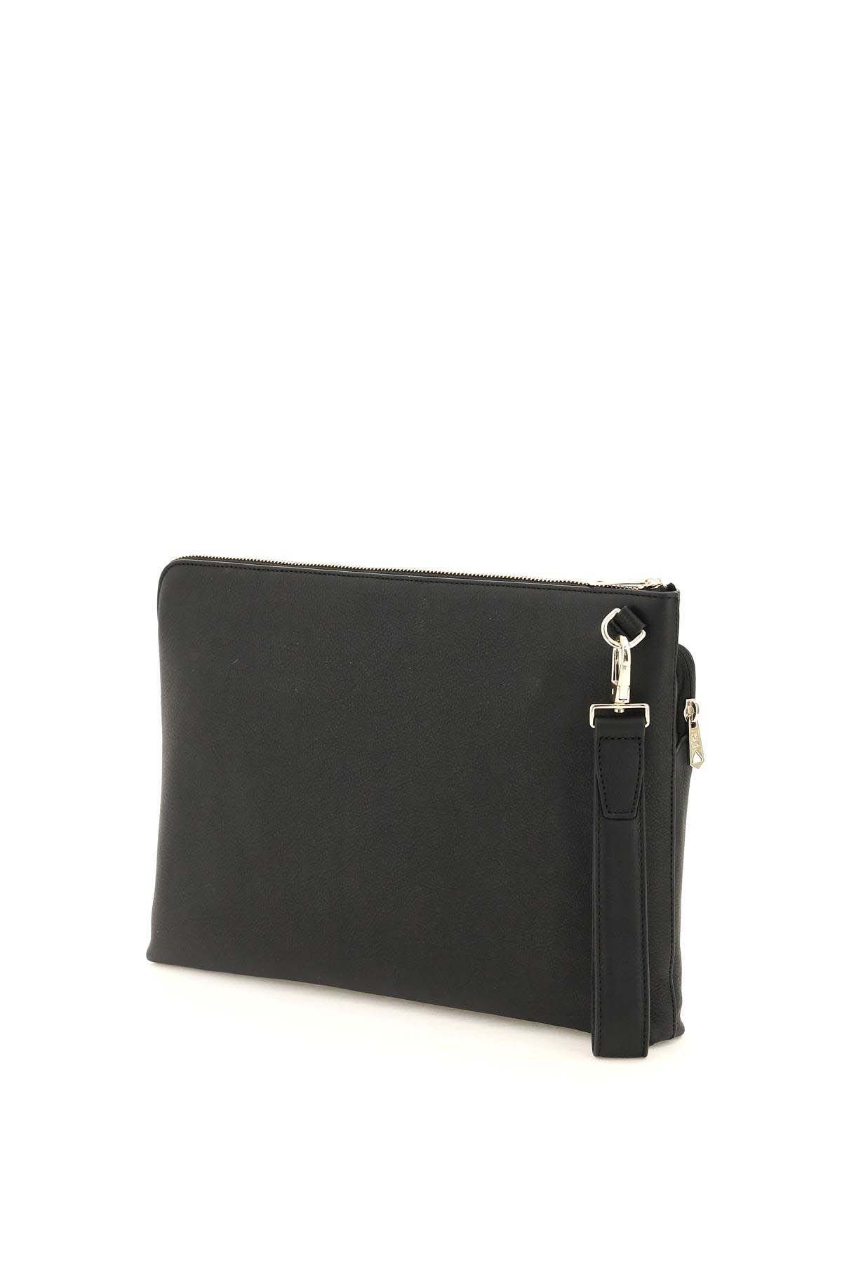 Shop Paul Smith Signture Stripe Leather Pouch In Black