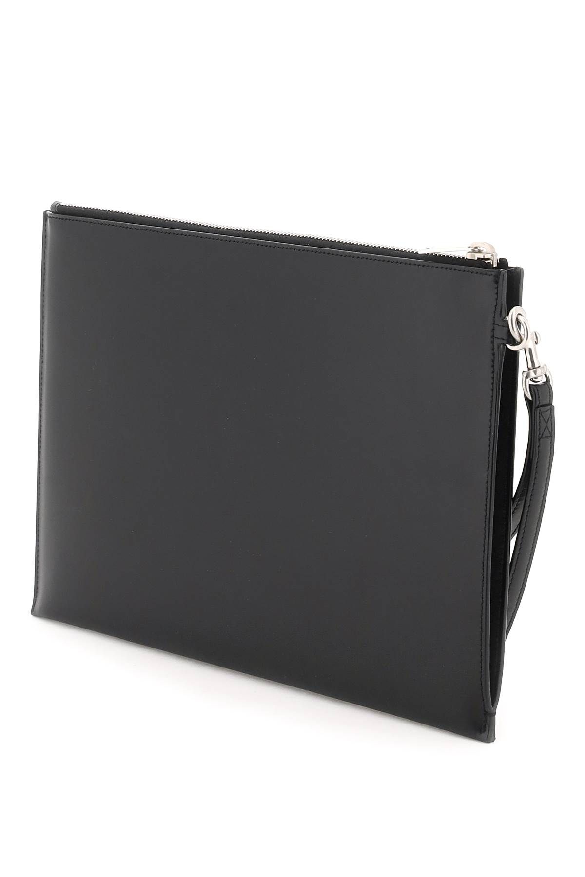 Shop Saint Laurent Leather Tablet Holder In Black