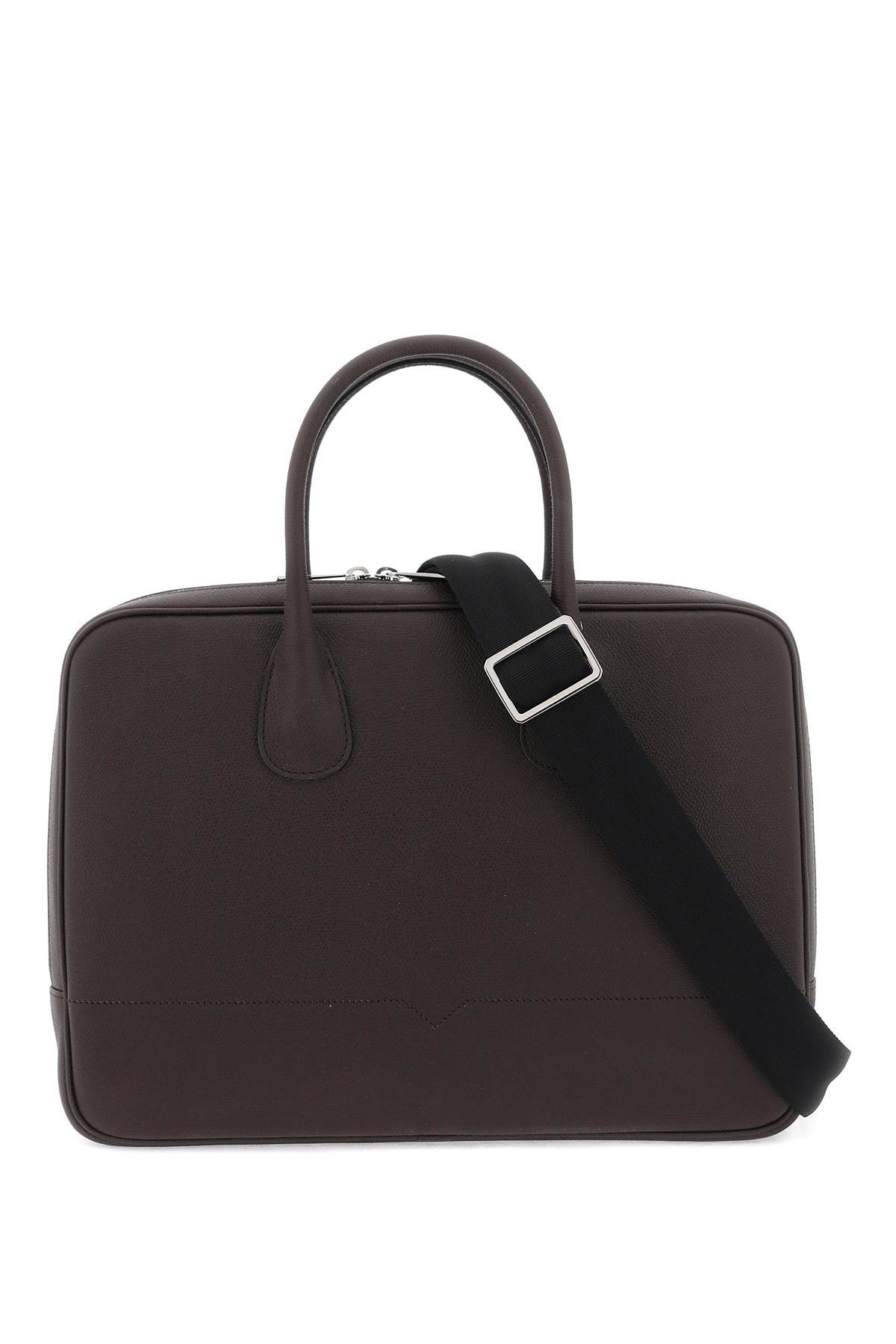 Valextra Leather Business Bag In Brown
