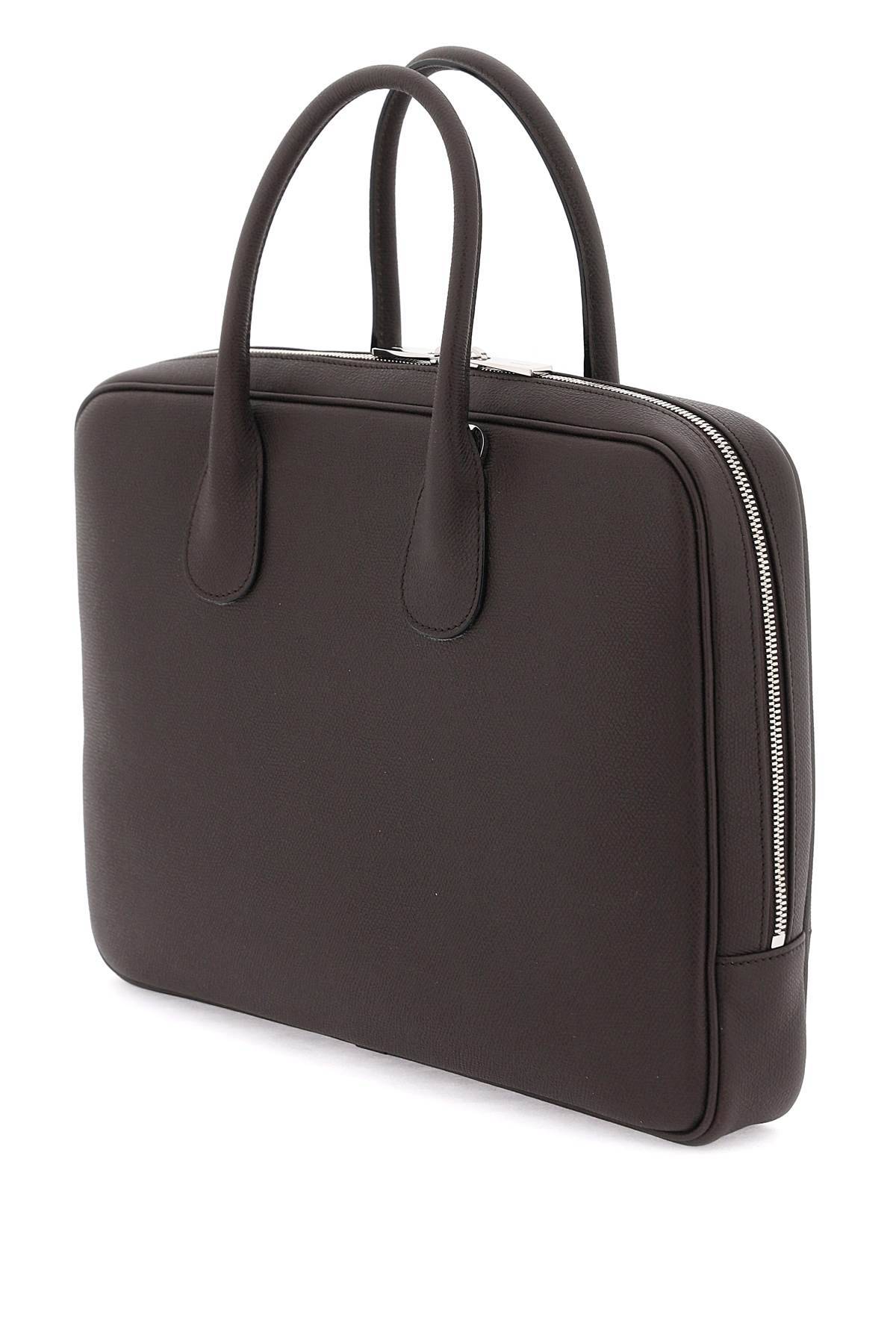 Shop Valextra Leather Business Bag In Brown