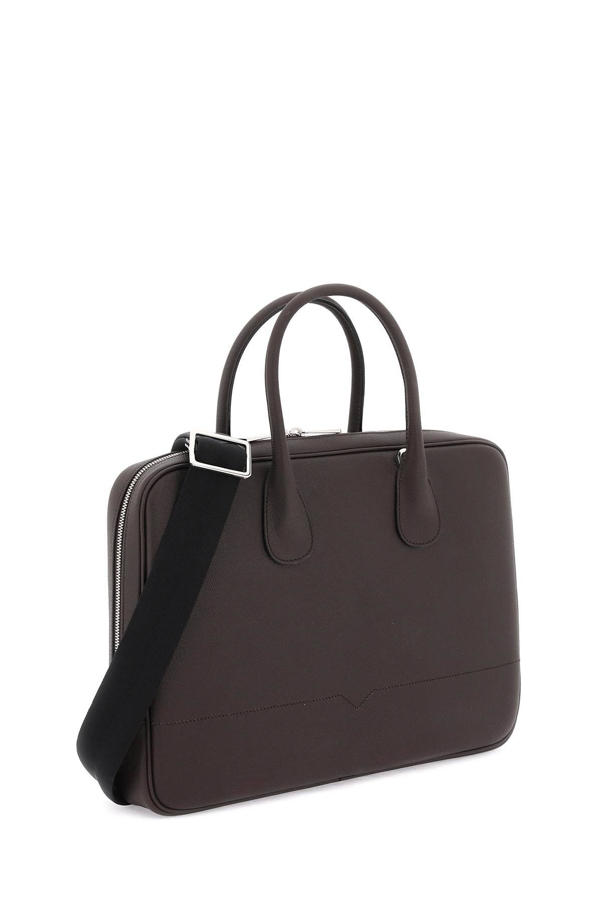 Shop Valextra Leather Business Bag In Brown