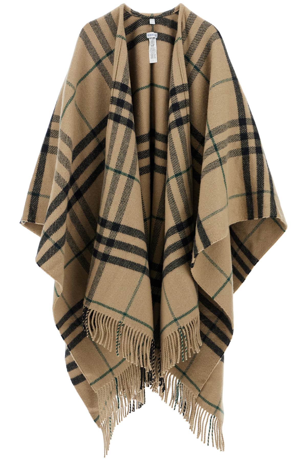 Shop Burberry Ered Cape In Wool And Cashmere By Cate In Beige