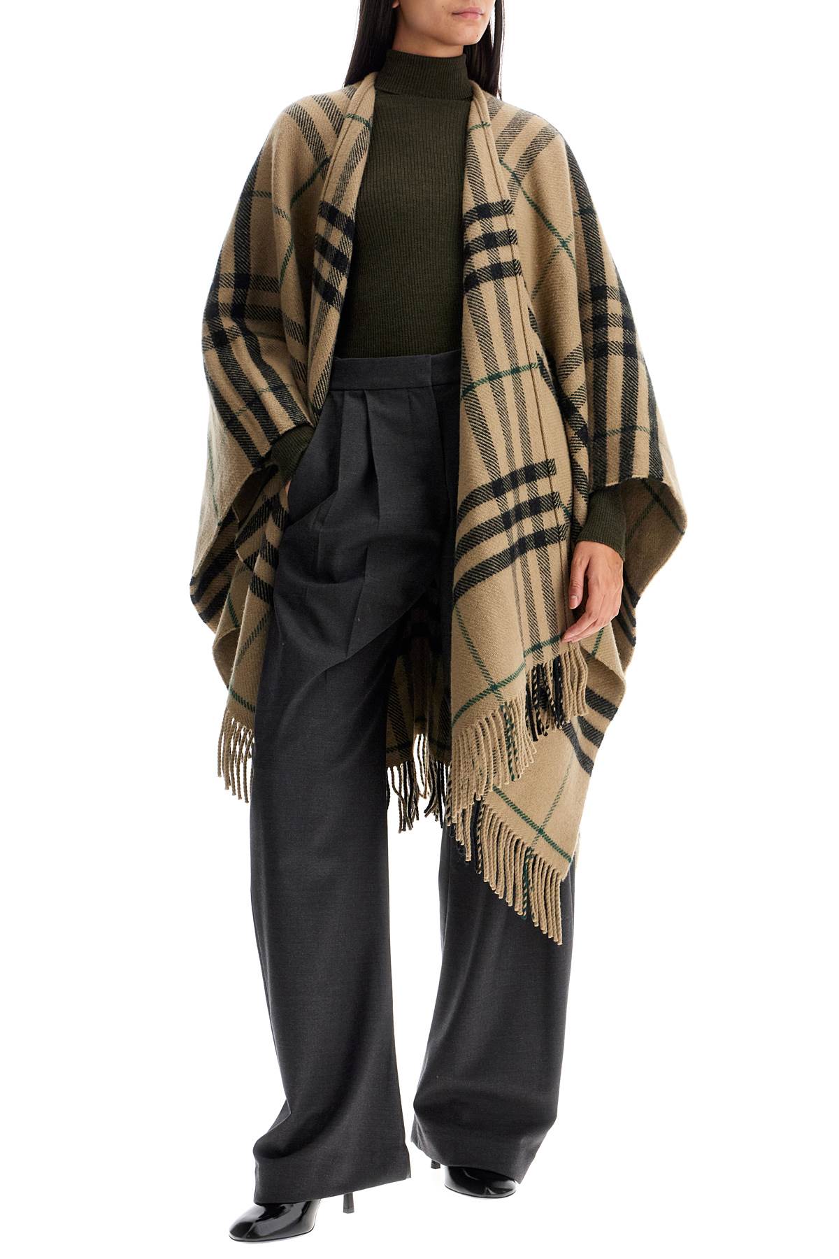 Shop Burberry Ered Cape In Wool And Cashmere By Cate In Beige