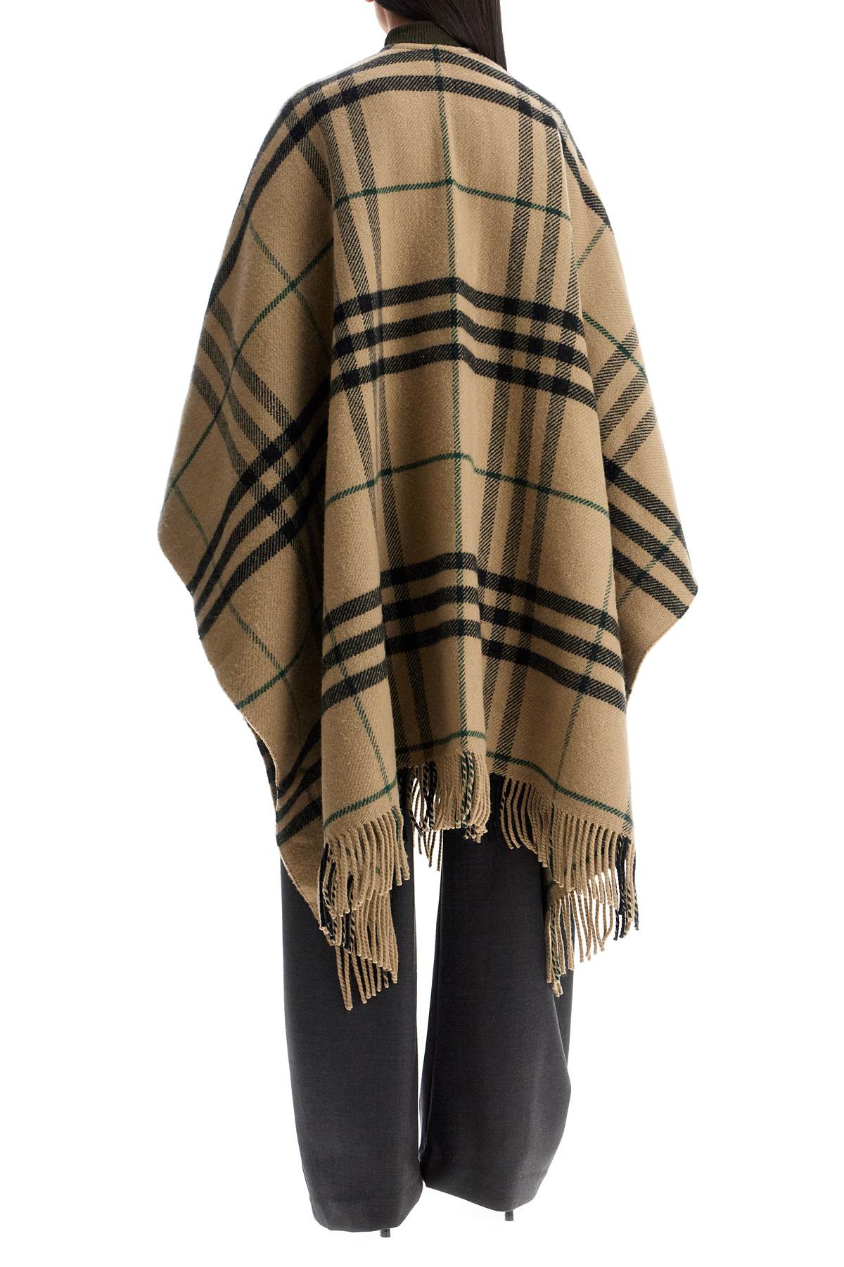 Shop Burberry Ered Cape In Wool And Cashmere By Cate In Beige