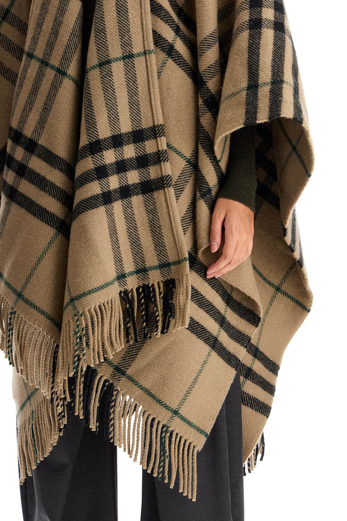 Shop Burberry Ered Cape In Wool And Cashmere By Cate In Beige