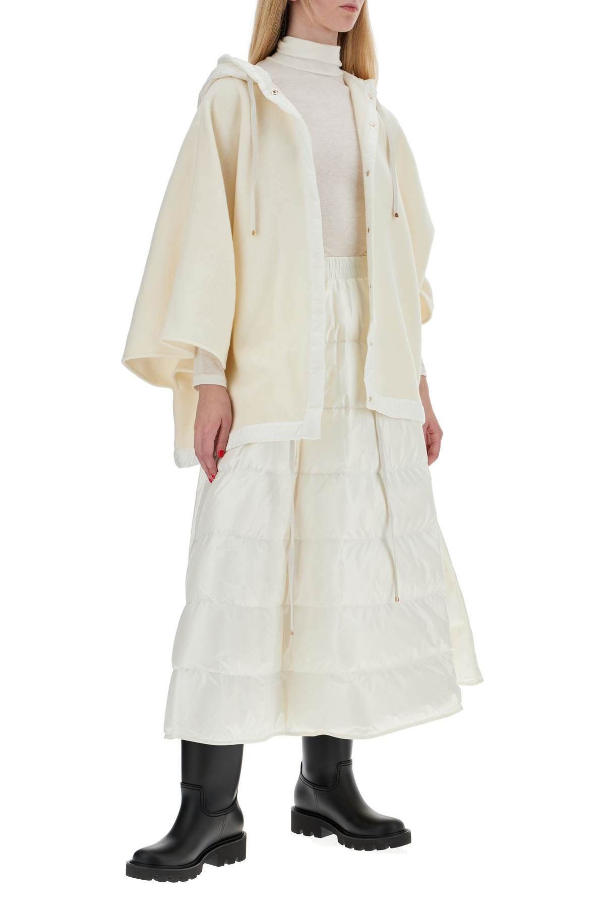 Shop Moncler Woolen Cloth Cape For Protection In White