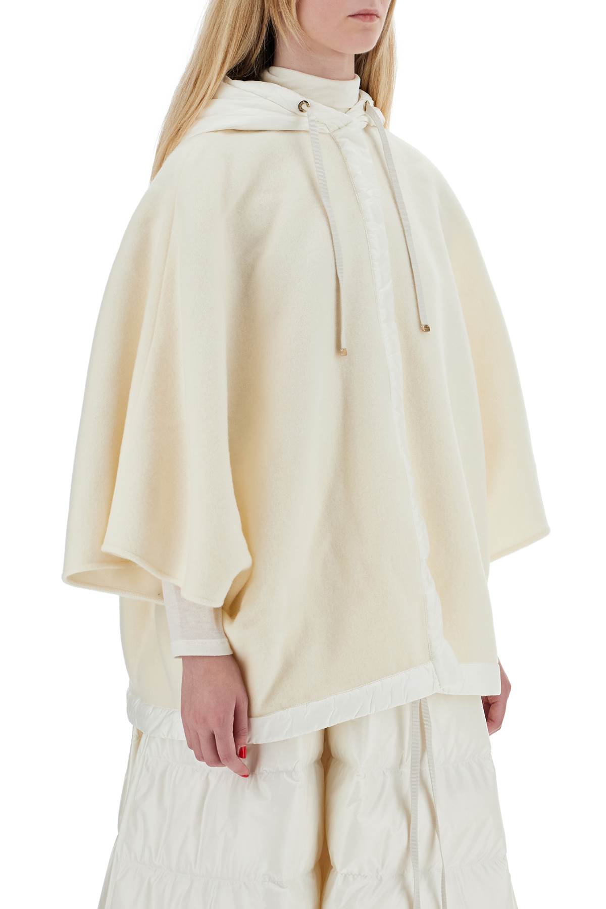 Shop Moncler Woolen Cloth Cape For Protection In White