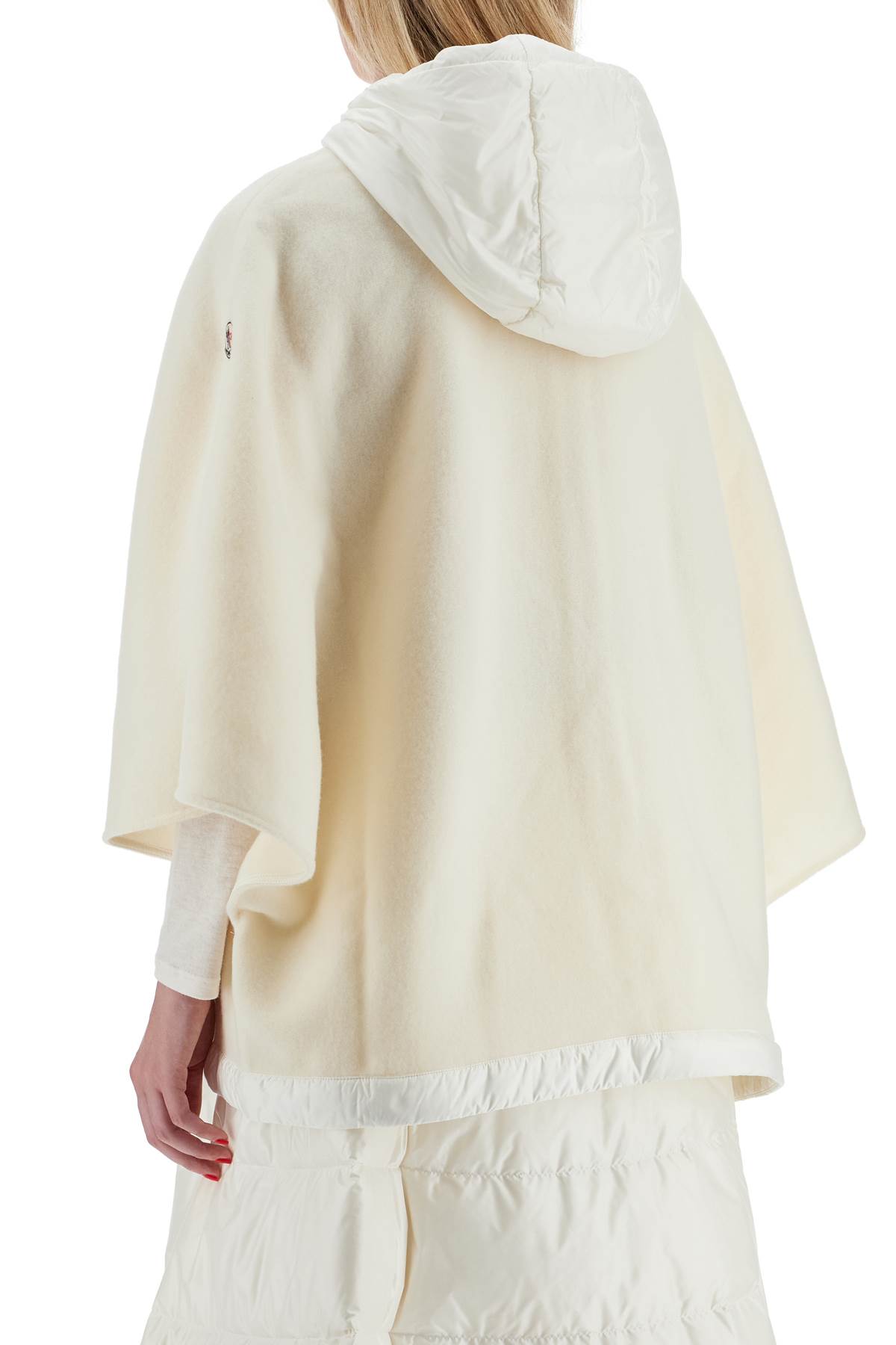 Shop Moncler Woolen Cloth Cape For Protection In White