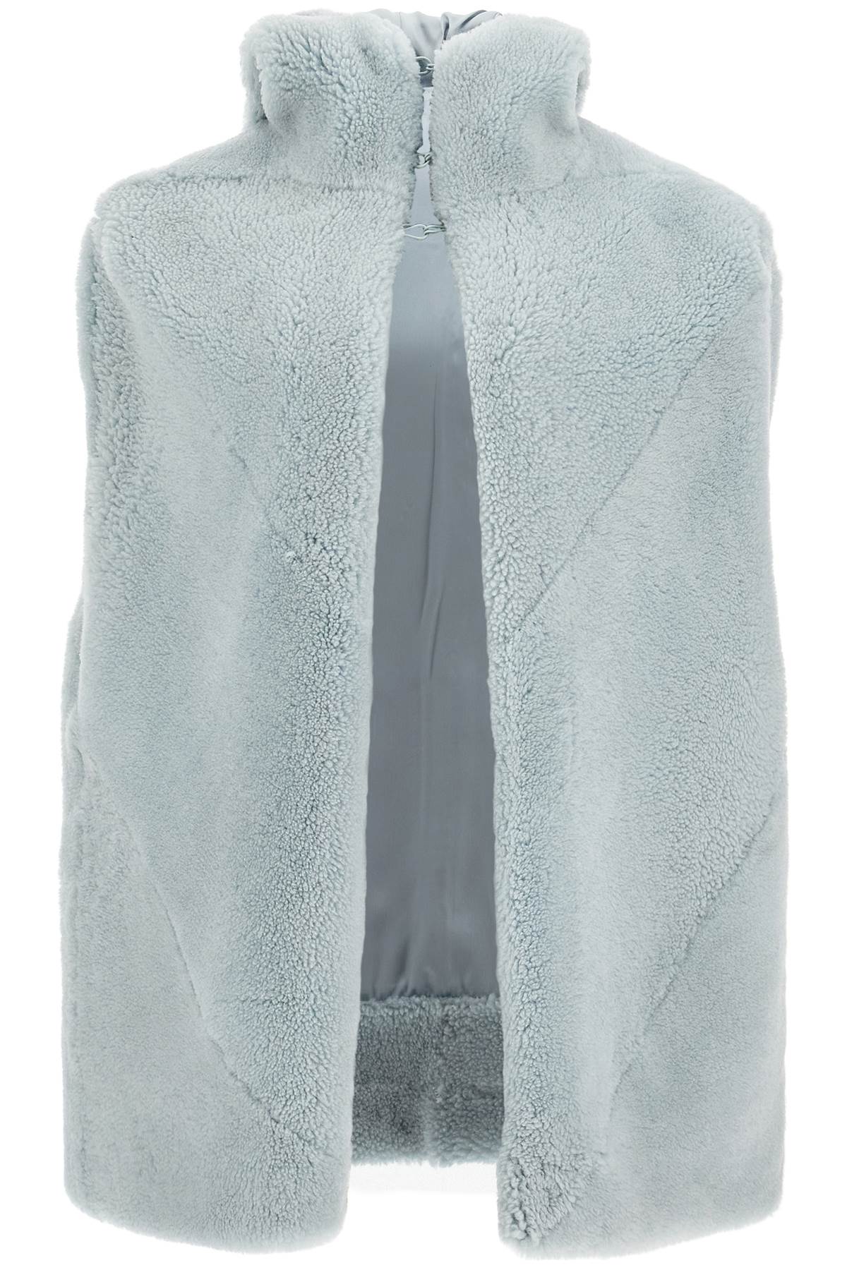 Shop Rick Owens Shearling Hooded Cape With In Light Blue