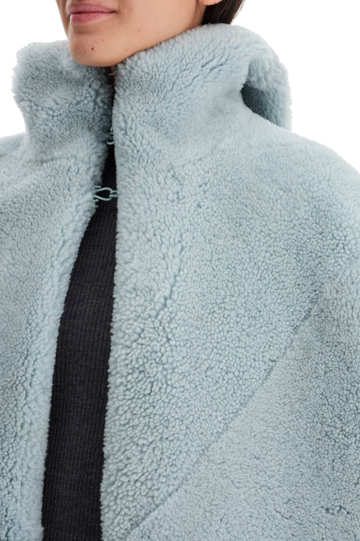 Shop Rick Owens Shearling Hooded Cape With In Light Blue