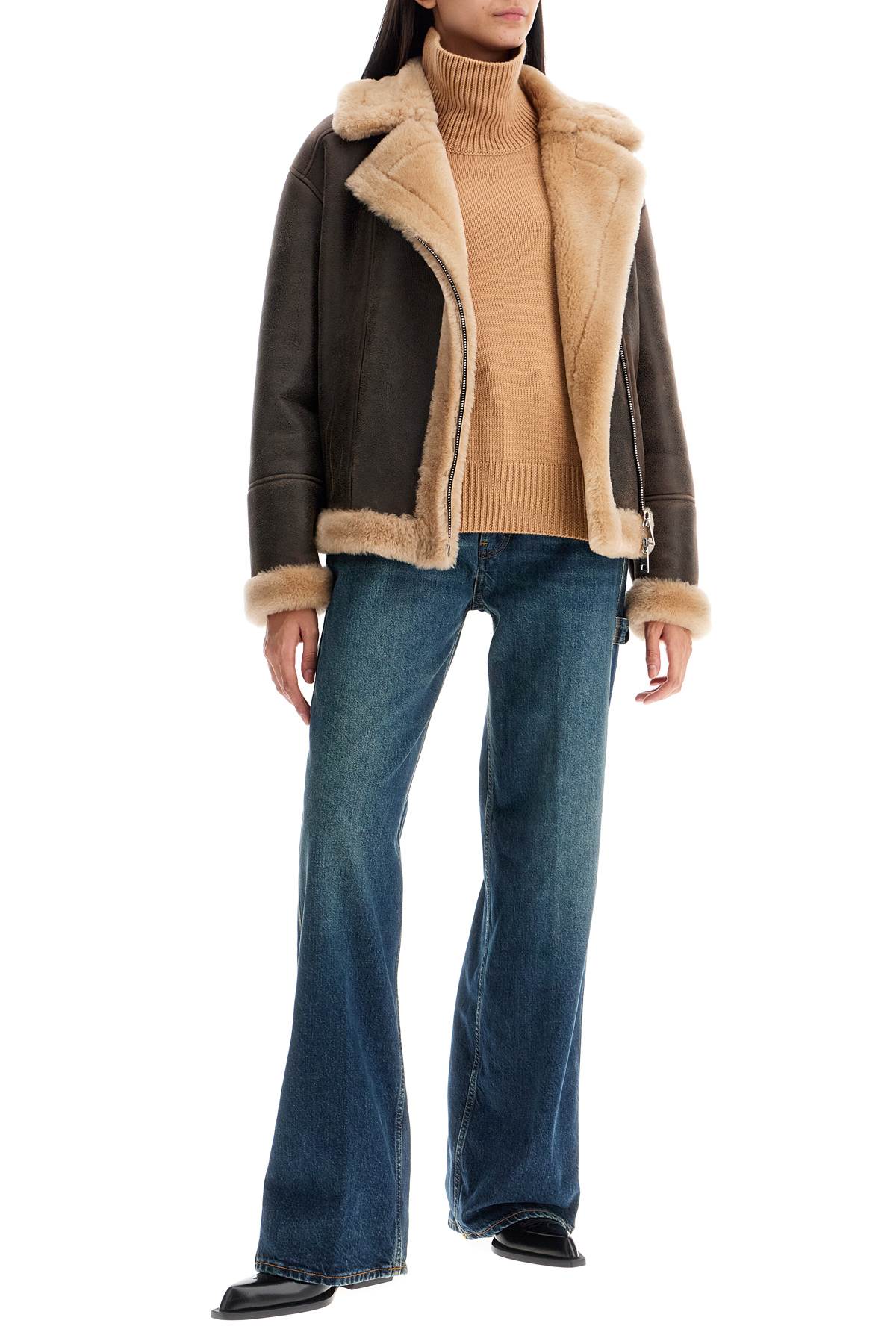 Shop Blancha Shearling Jacket In Brown