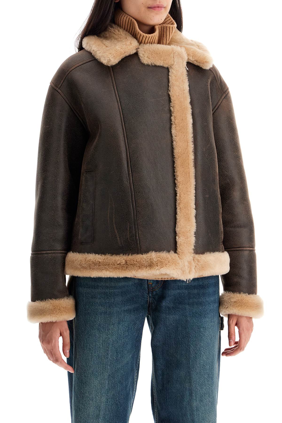 Shop Blancha Shearling Jacket In Brown