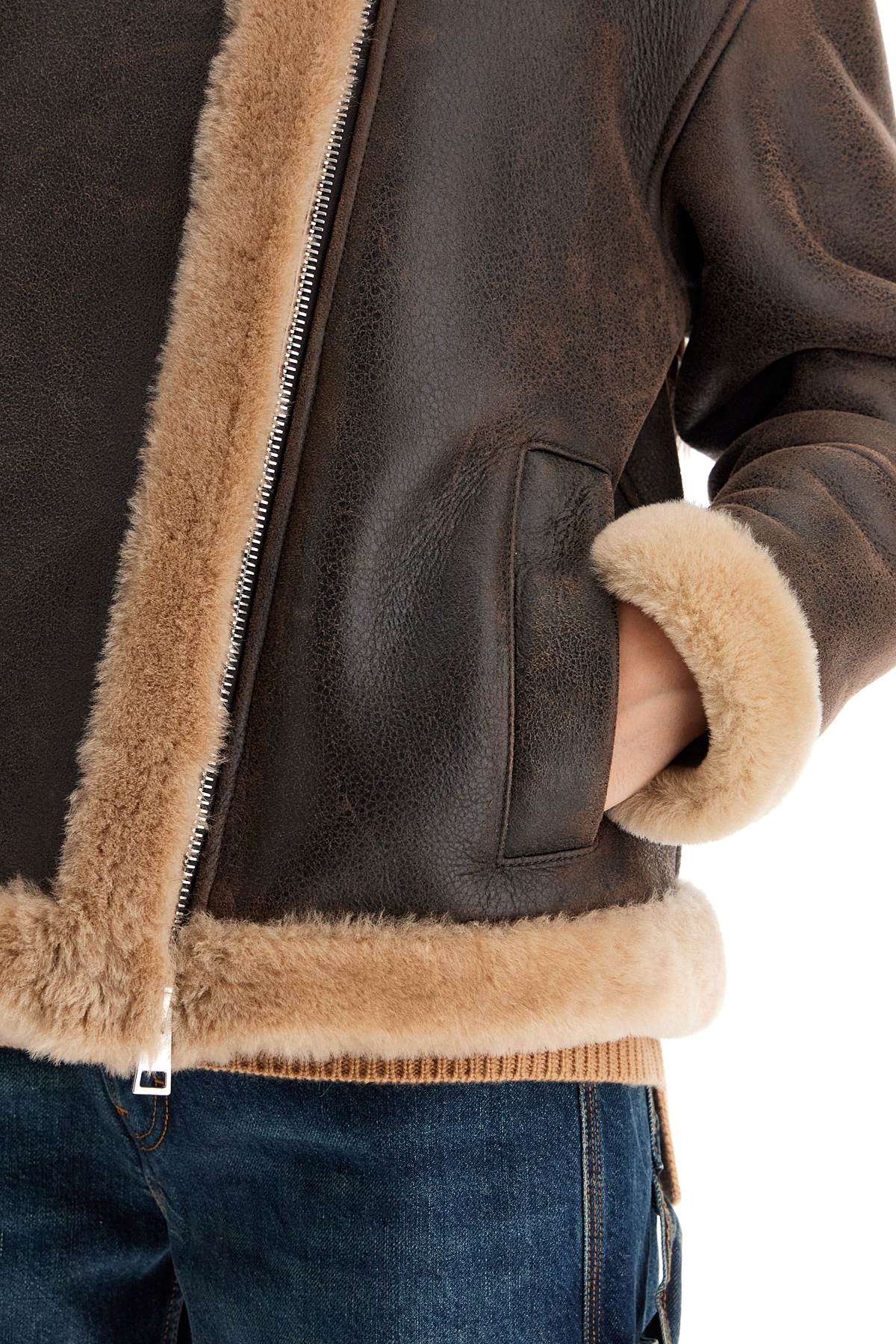 Shop Blancha Shearling Jacket In Brown