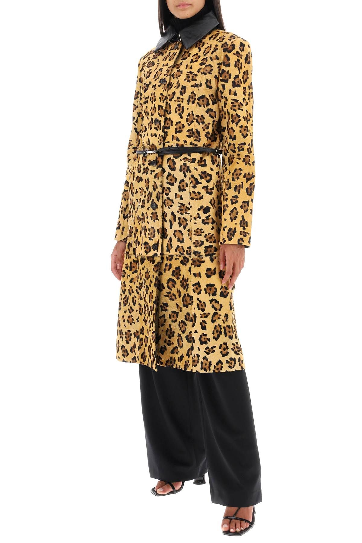 Shop Saks Potts 'ginger' Leopard Motif Ponyskin Coat In Beige,black
